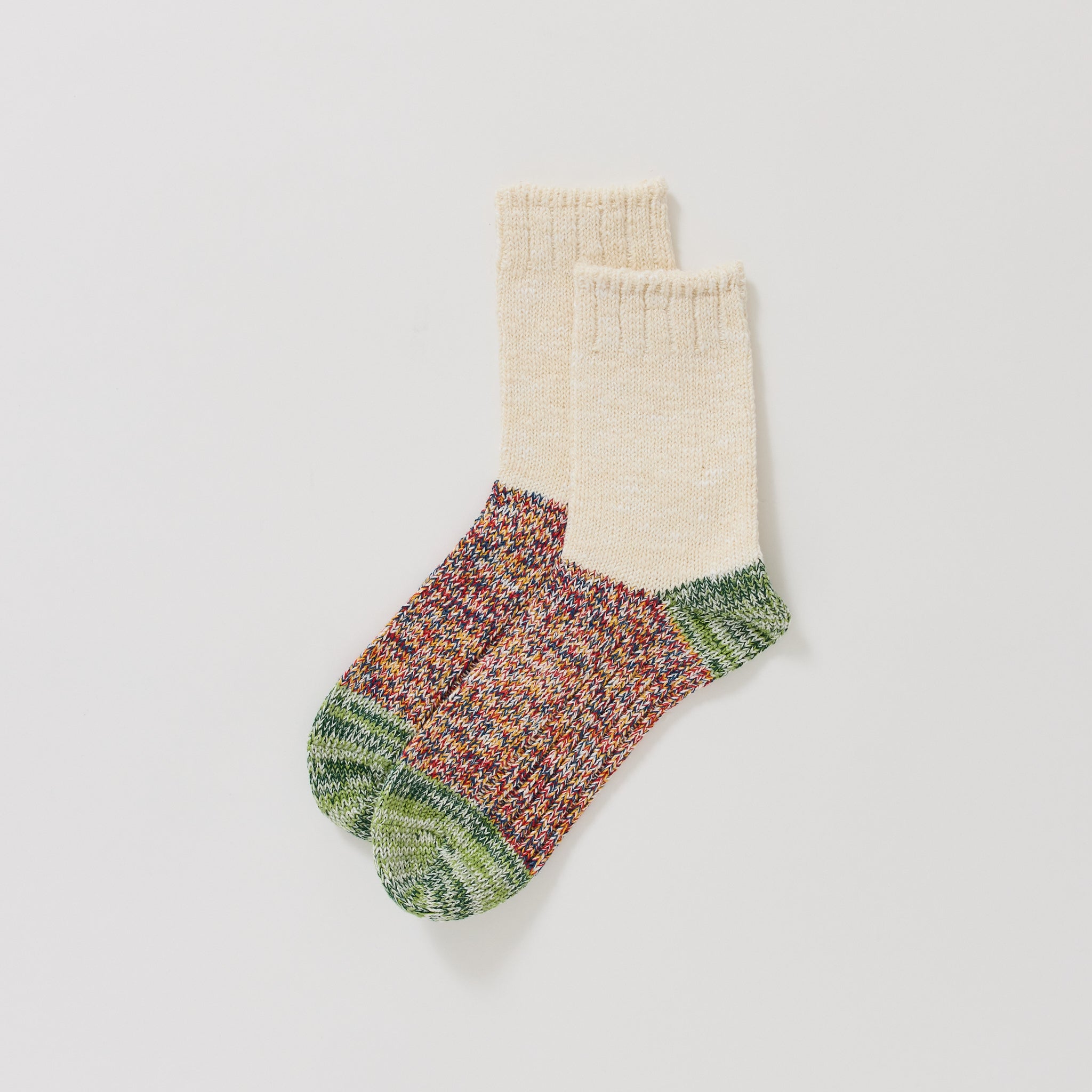 Slub Nep Switching Sock Green