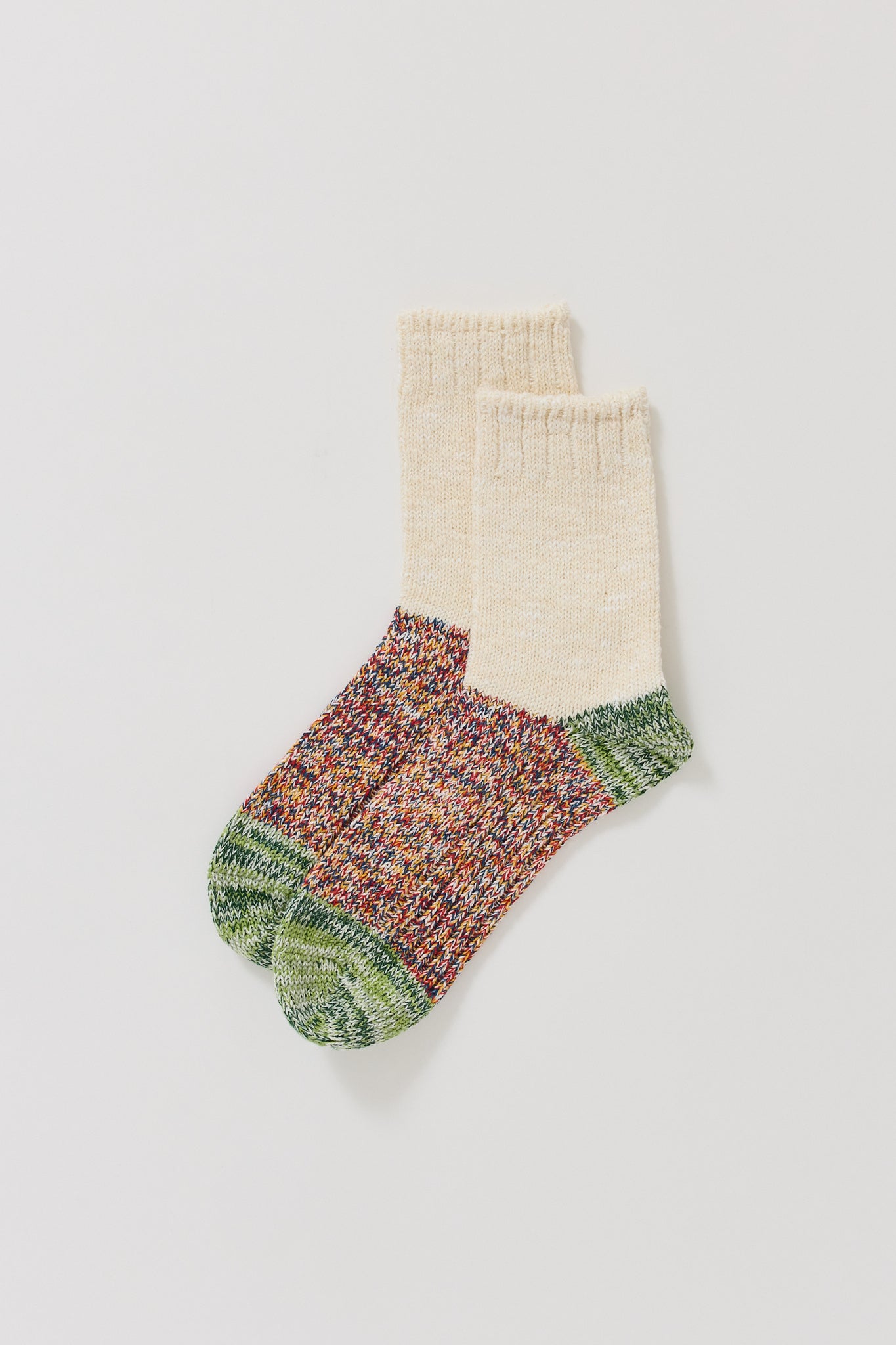 Slub Nep Switching Sock Green