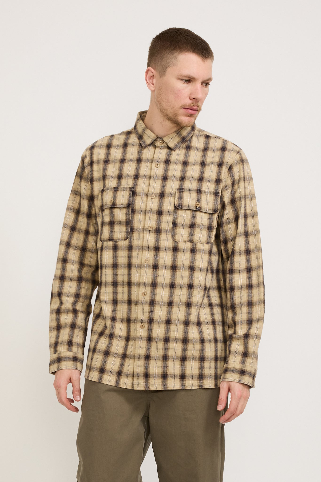 McTavish | Brushed Flannel Shirt Tan Multi | Maplestore