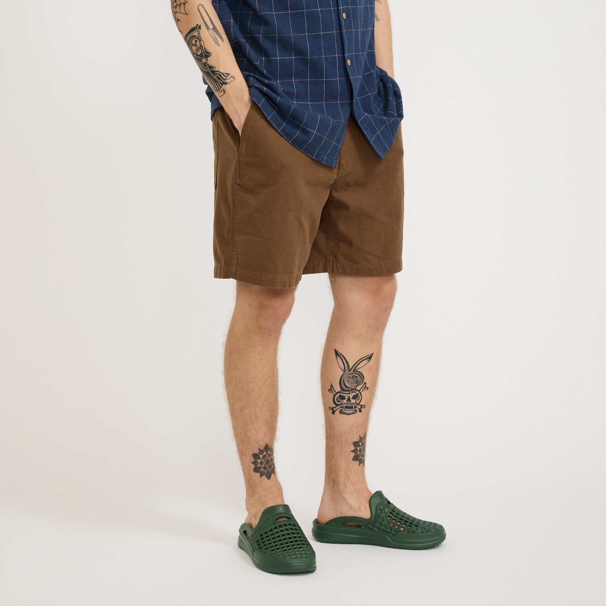 Relaxed Twill Shorts Dark Brown