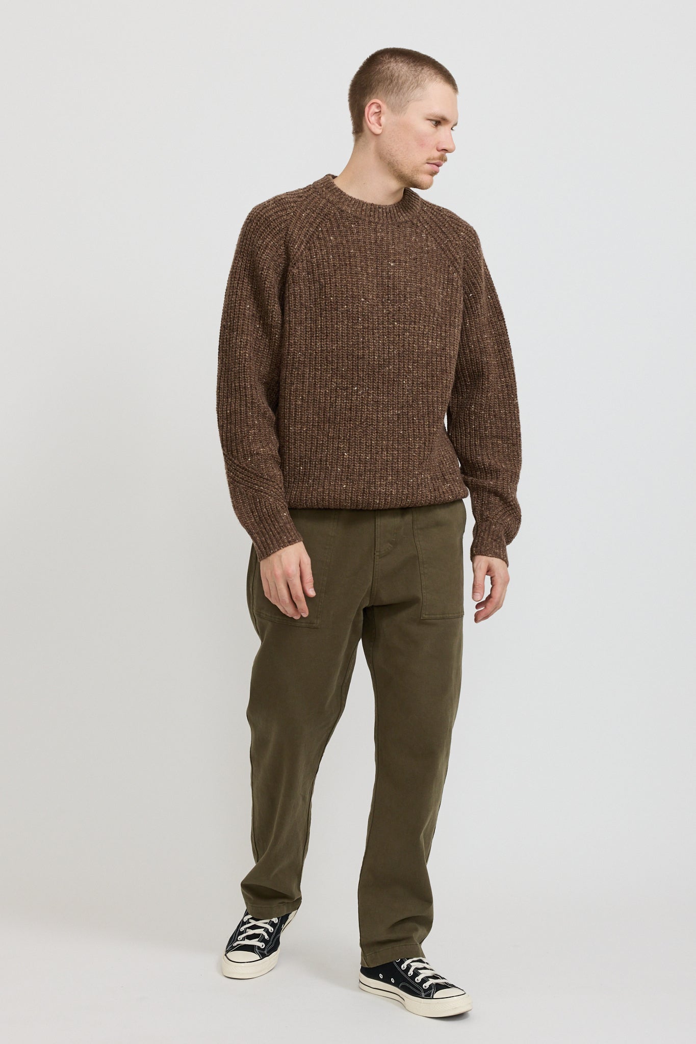 Speckled Fisherman Knit Brown