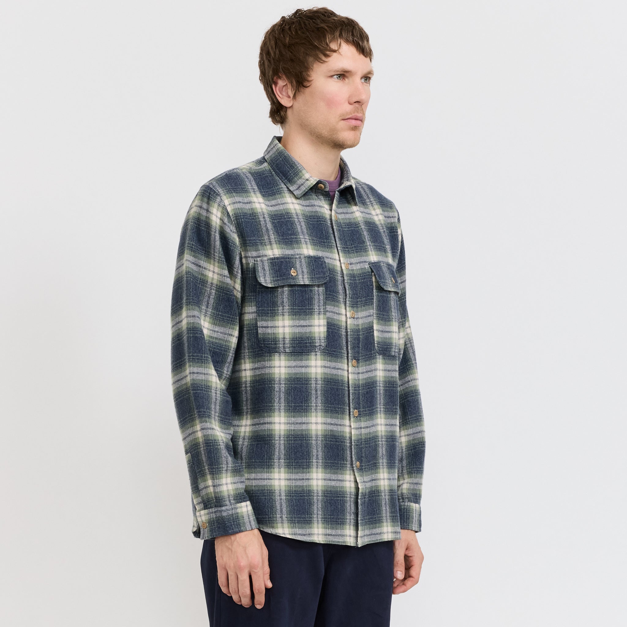 McTavish | Twin Pocket Flannel Shirt Blue Multi | Maplestore