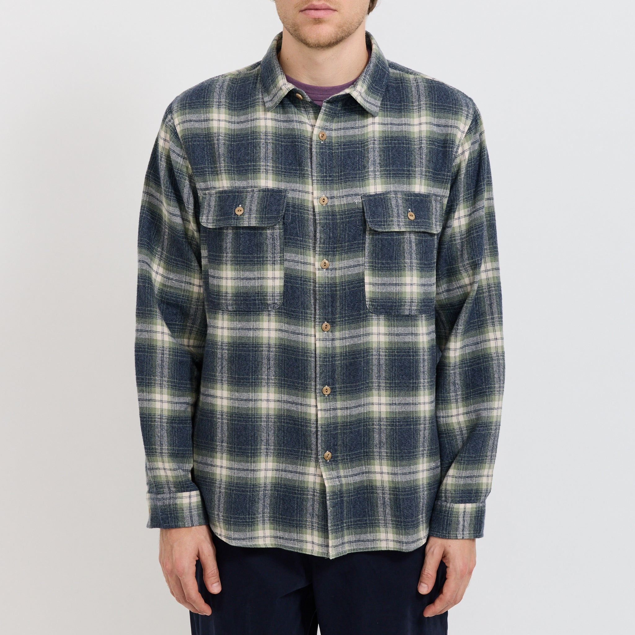 McTavish | Twin Pocket Flannel Shirt Blue Multi | Maplestore