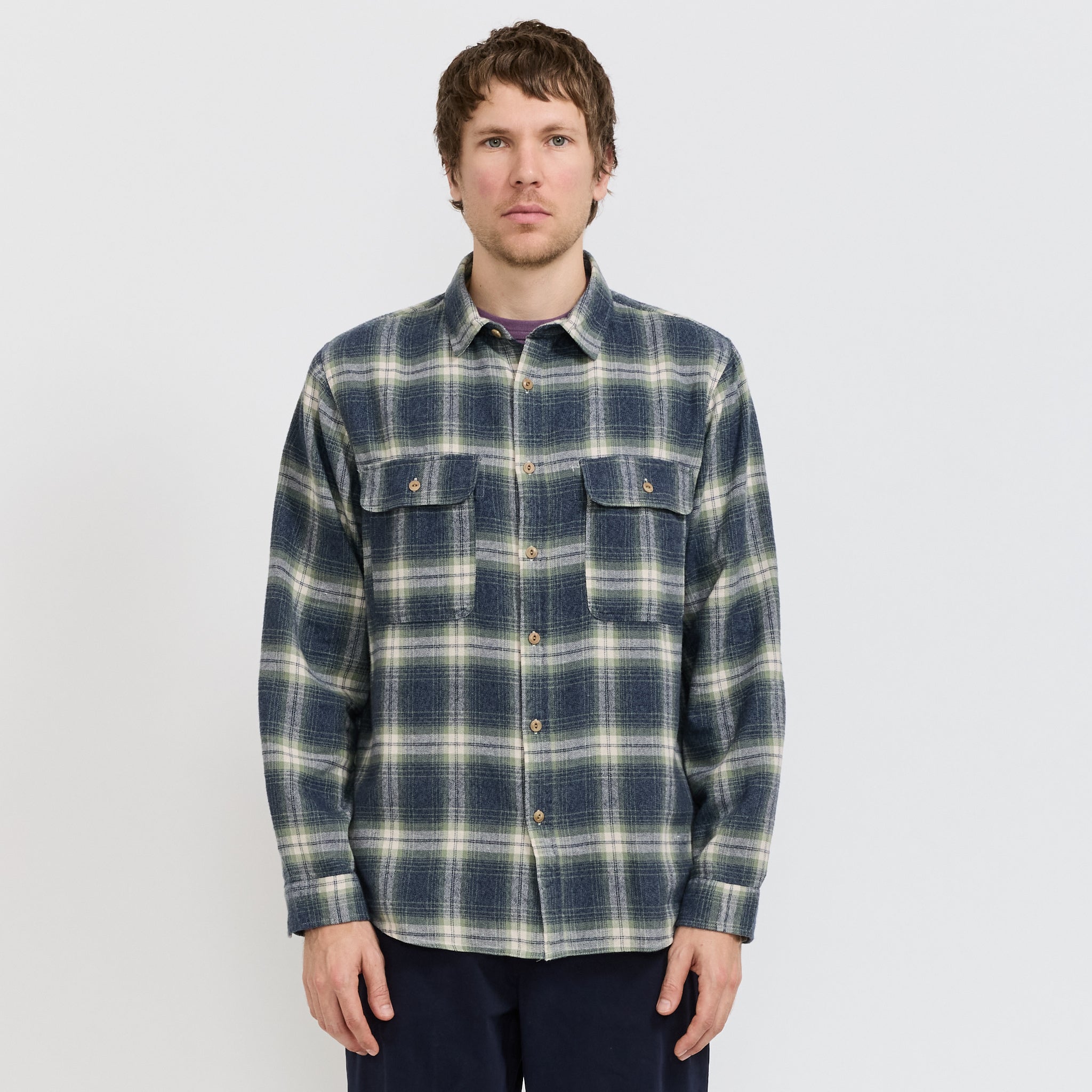 McTavish | Twin Pocket Flannel Shirt Blue Multi | Maplestore