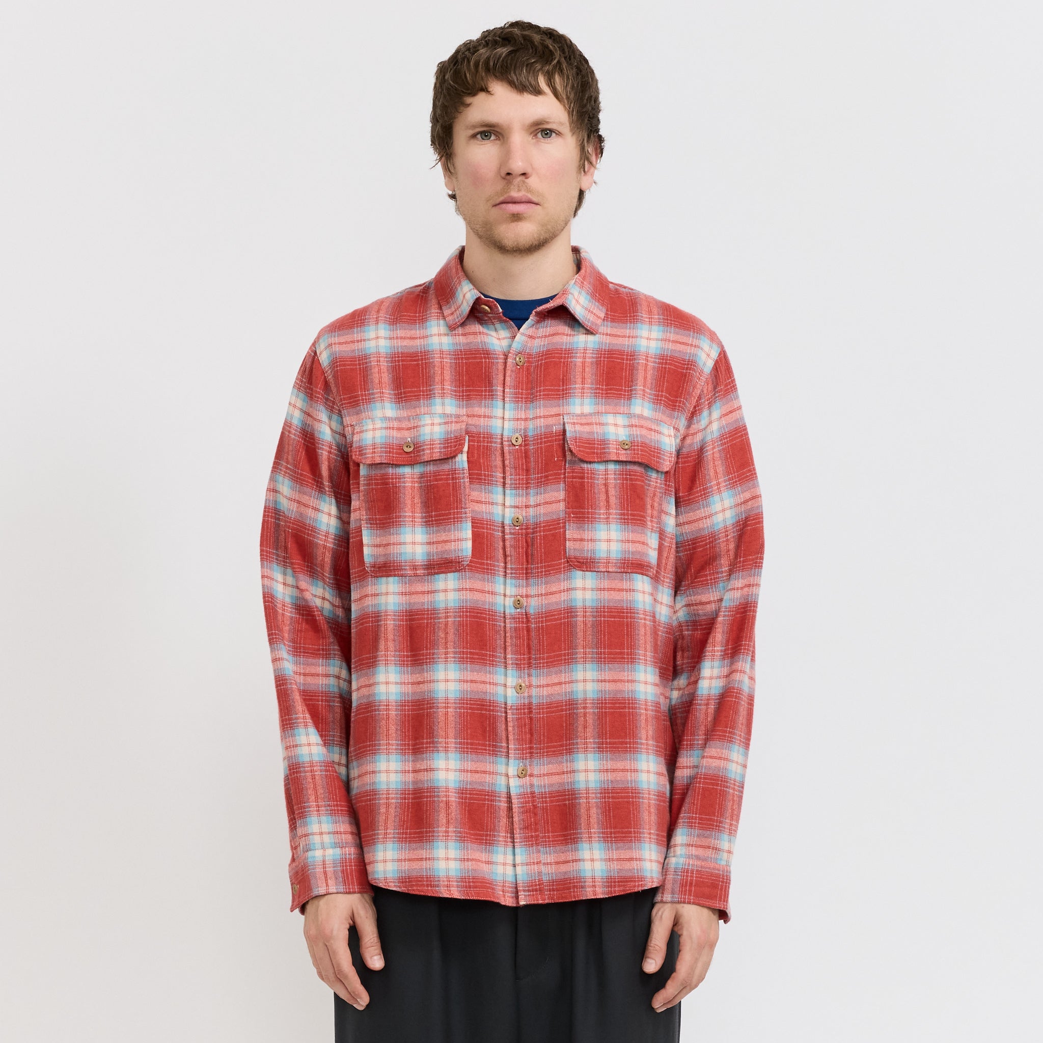 Twin Pocket Flannel Shirt Red Multi