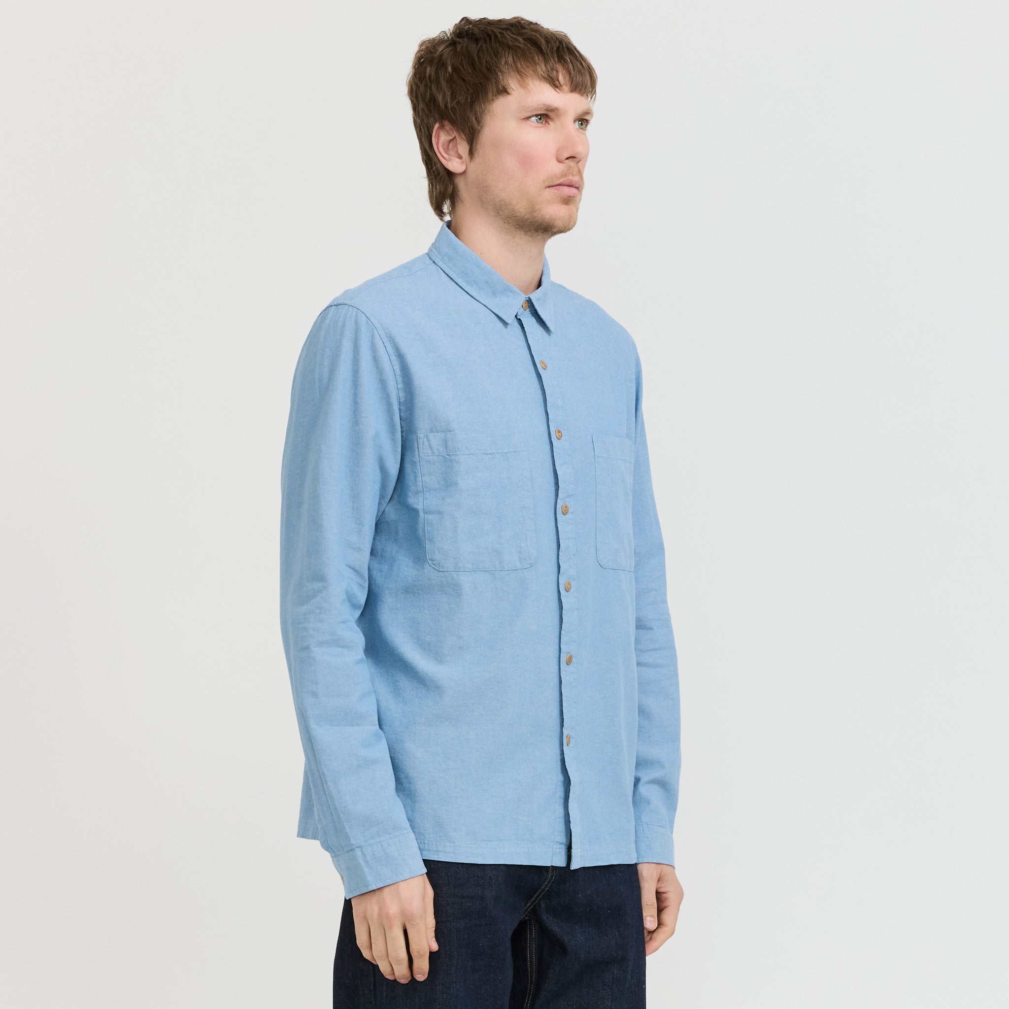 Twin Pocket Long Sleeve Shirt Light Blue
