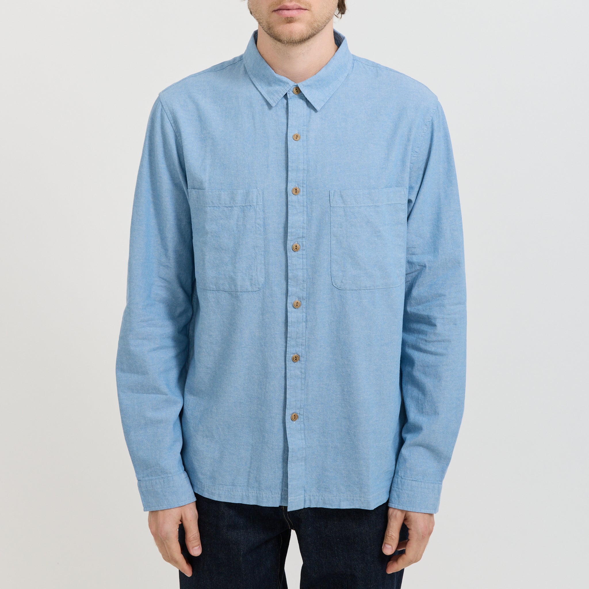 Twin Pocket Long Sleeve Shirt Light Blue
