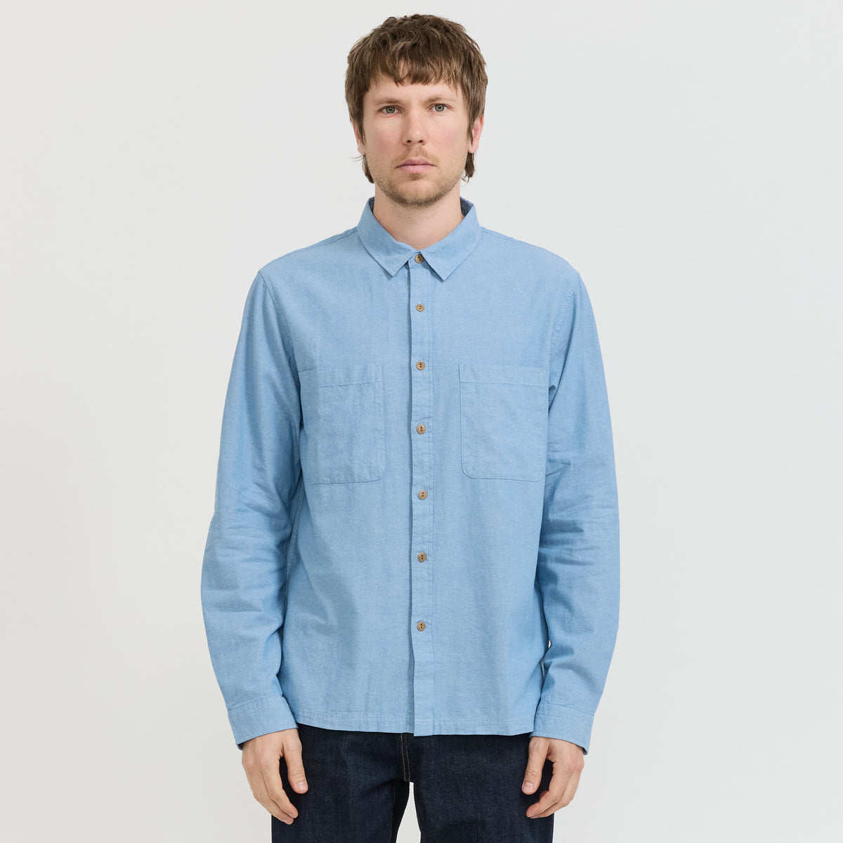 Twin Pocket Long Sleeve Shirt Light Blue