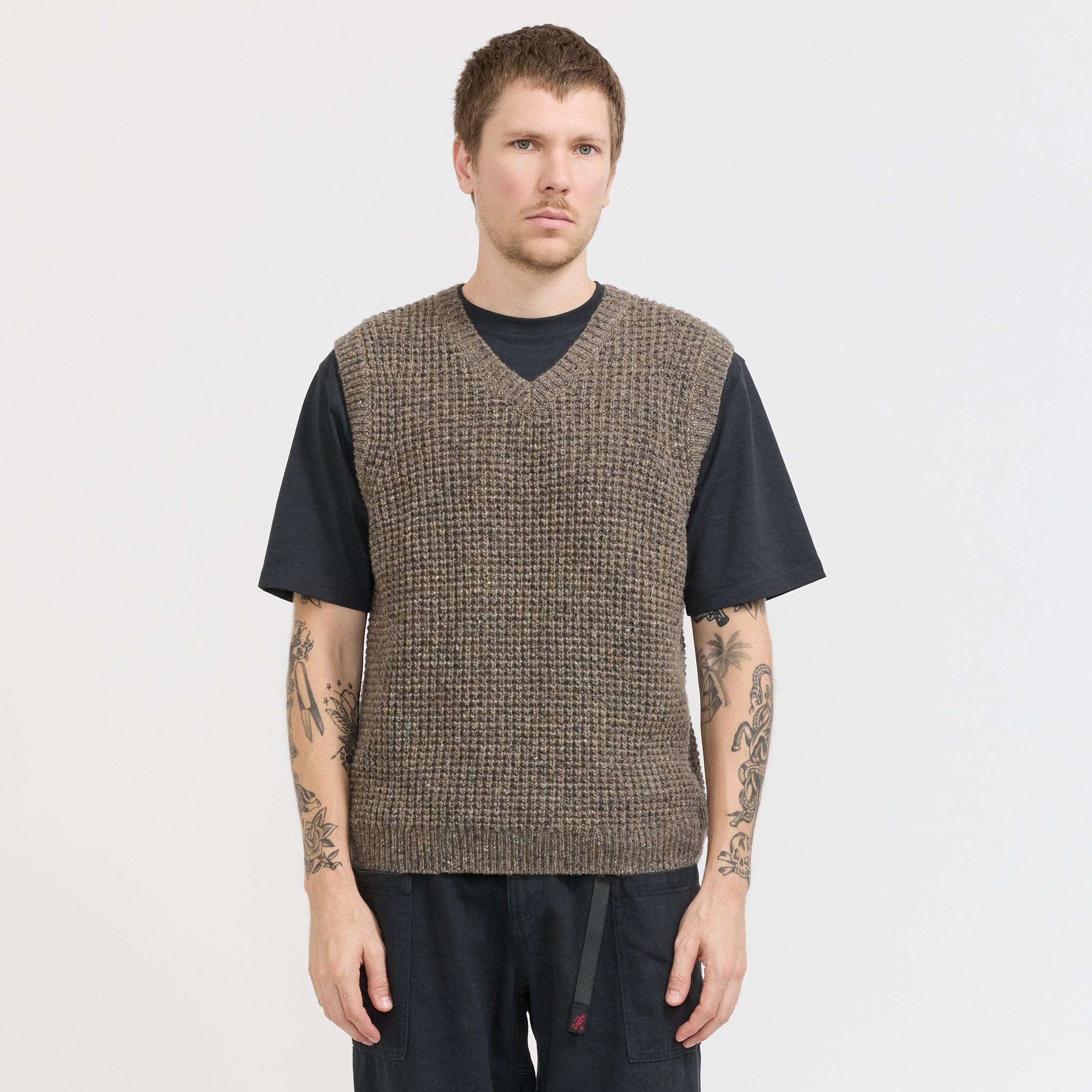 McTavish | Vee Knit Vest Brown Multi | Maplestore