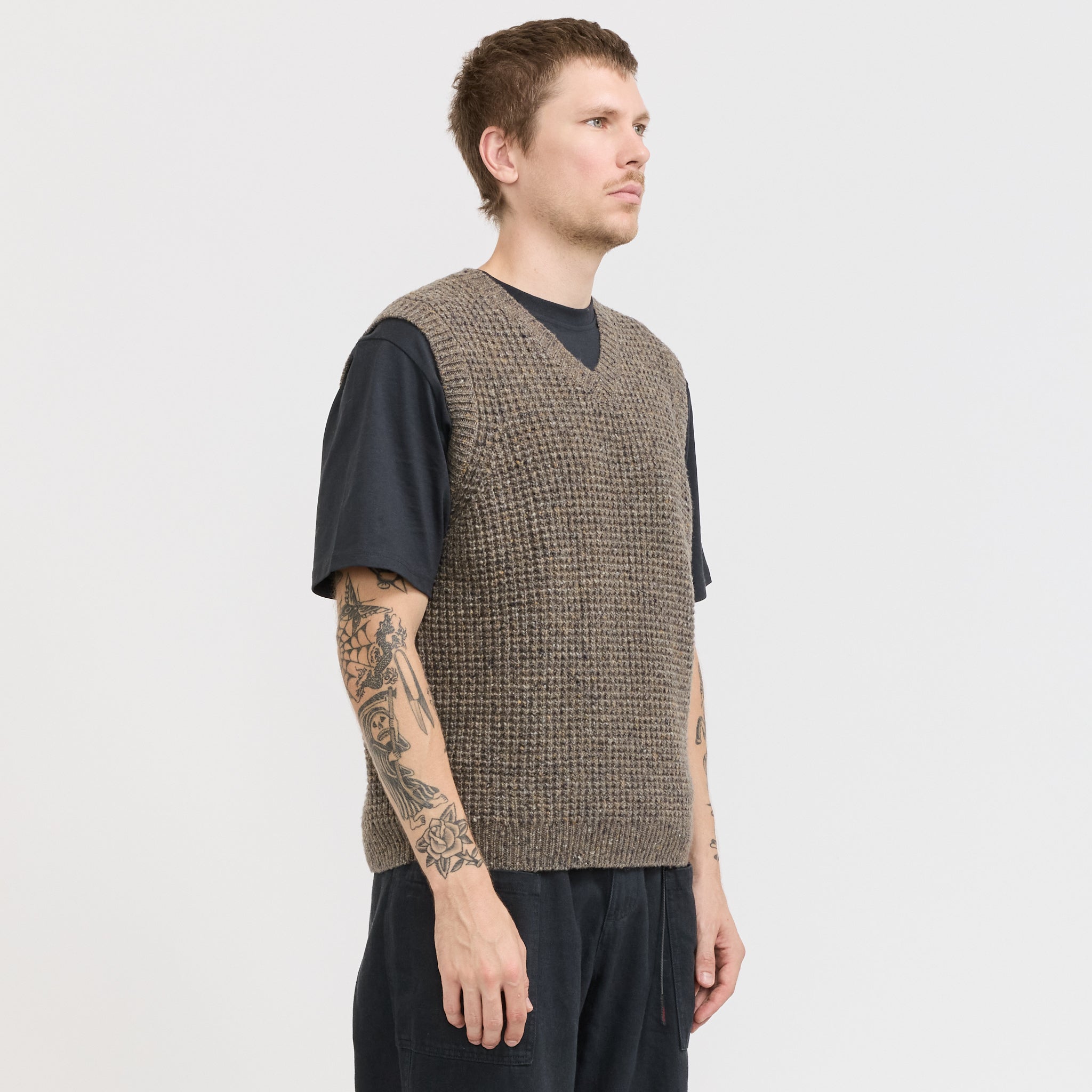 McTavish | Vee Knit Vest Brown Multi | Maplestore