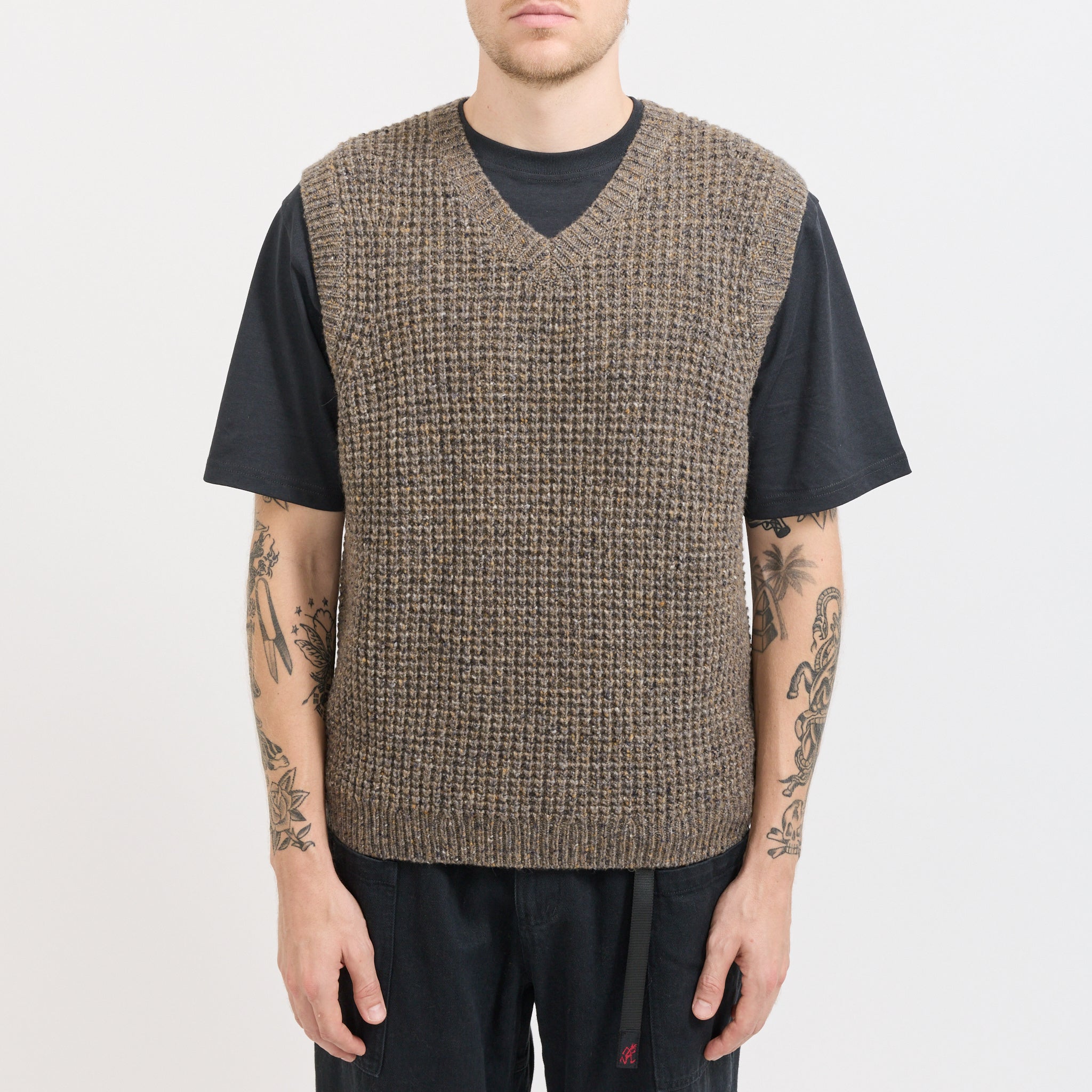 McTavish | Vee Knit Vest Brown Multi | Maplestore