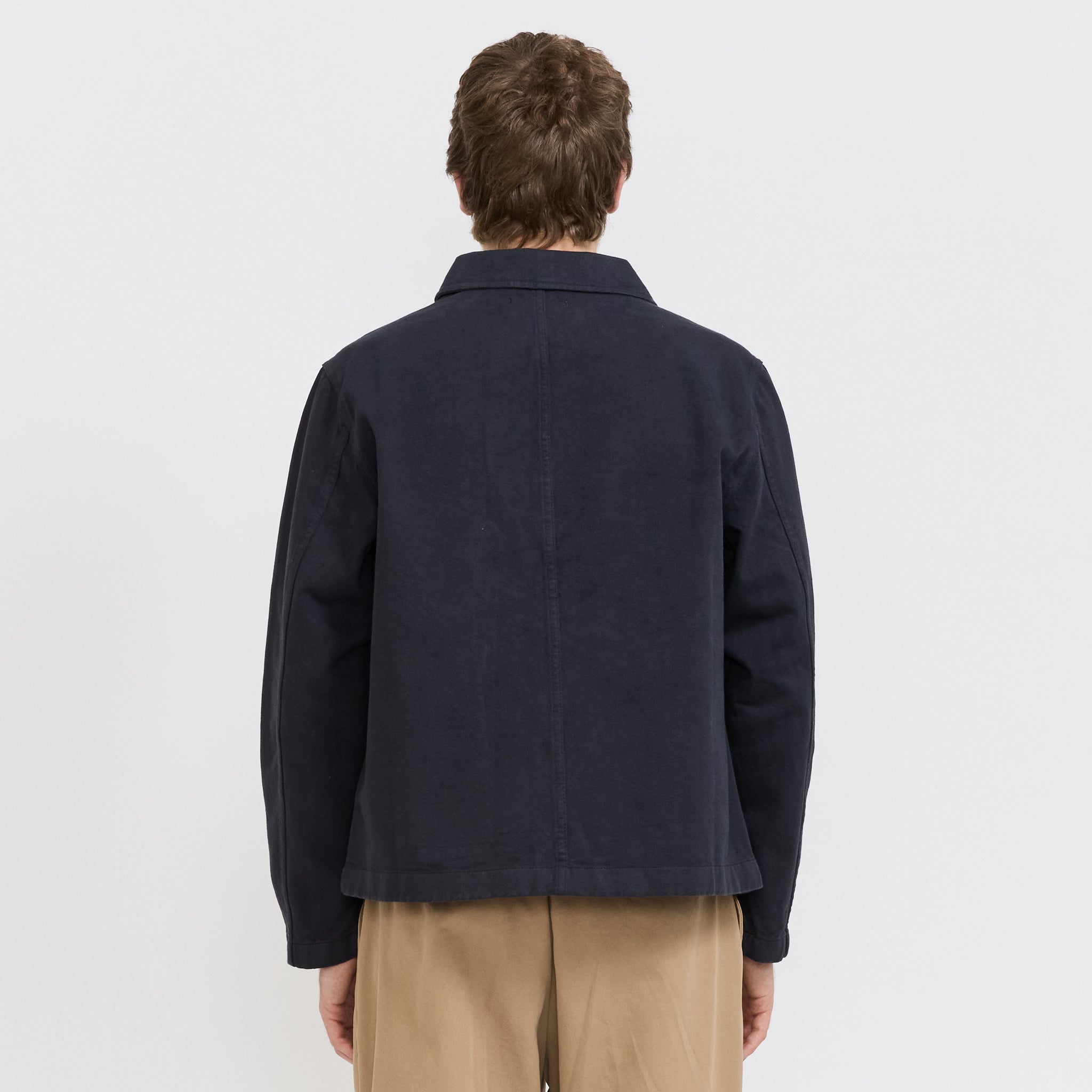 Cropped Worker's Cotton Twill Jacket Charcoal