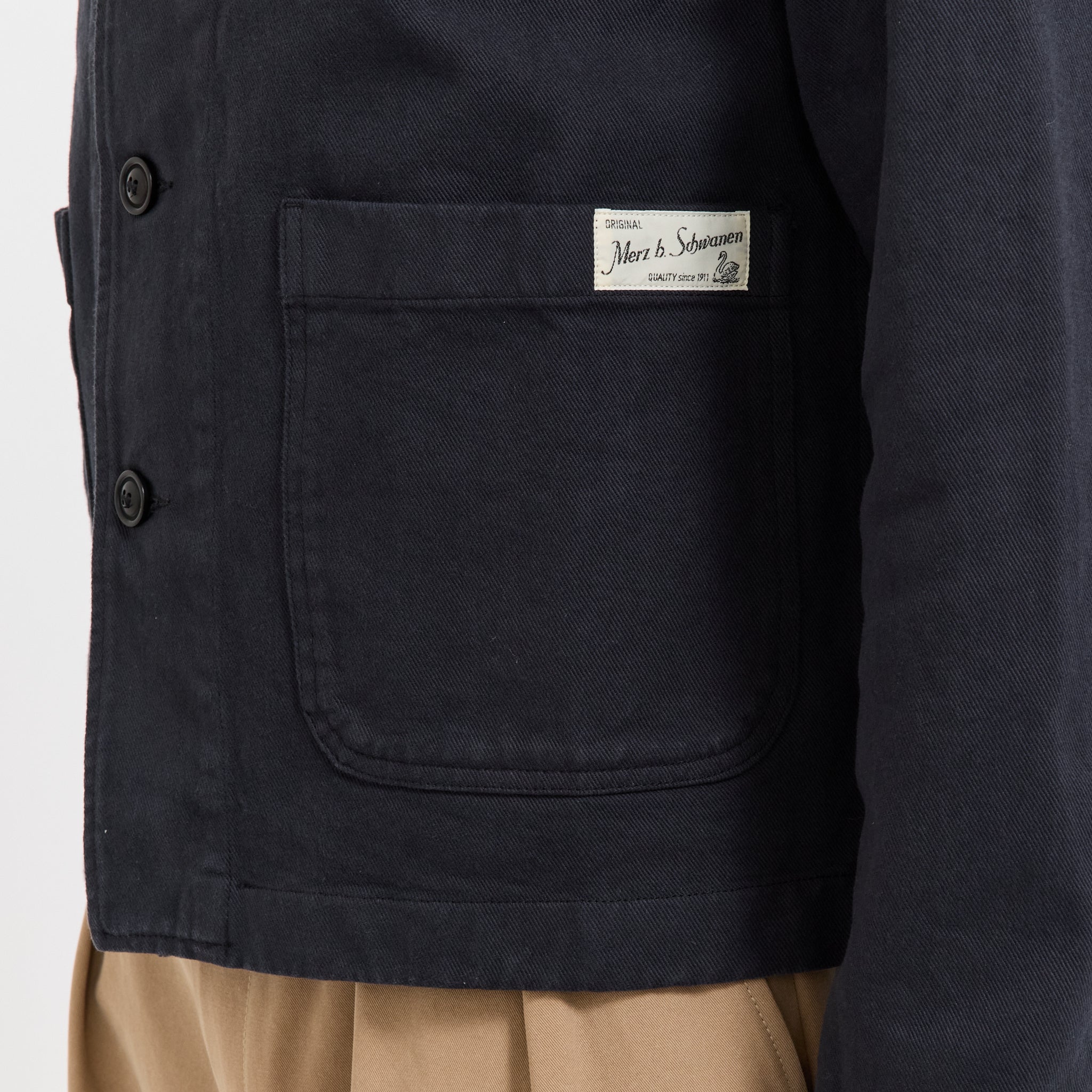 Cropped Worker's Cotton Twill Jacket Charcoal