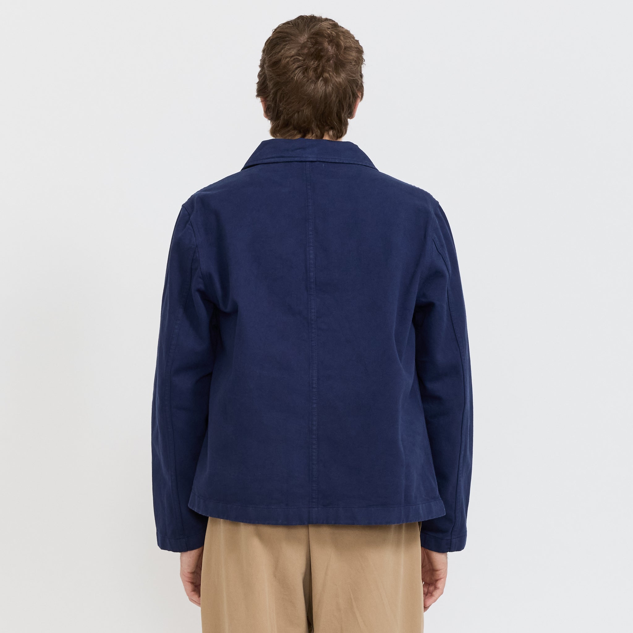 Cropped Worker's Cotton Twill Jacket Ink Blue