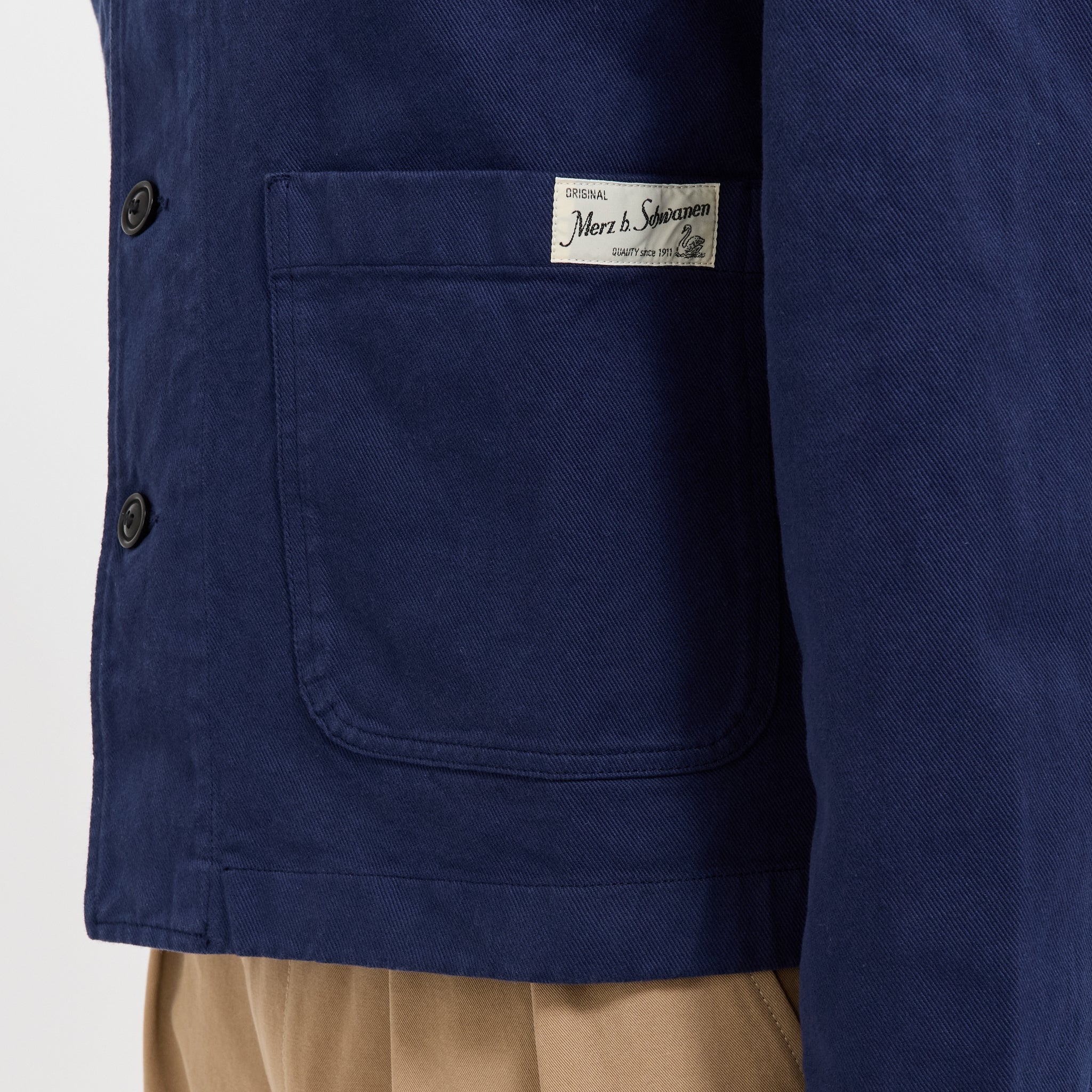 Cropped Worker's Cotton Twill Jacket Ink Blue
