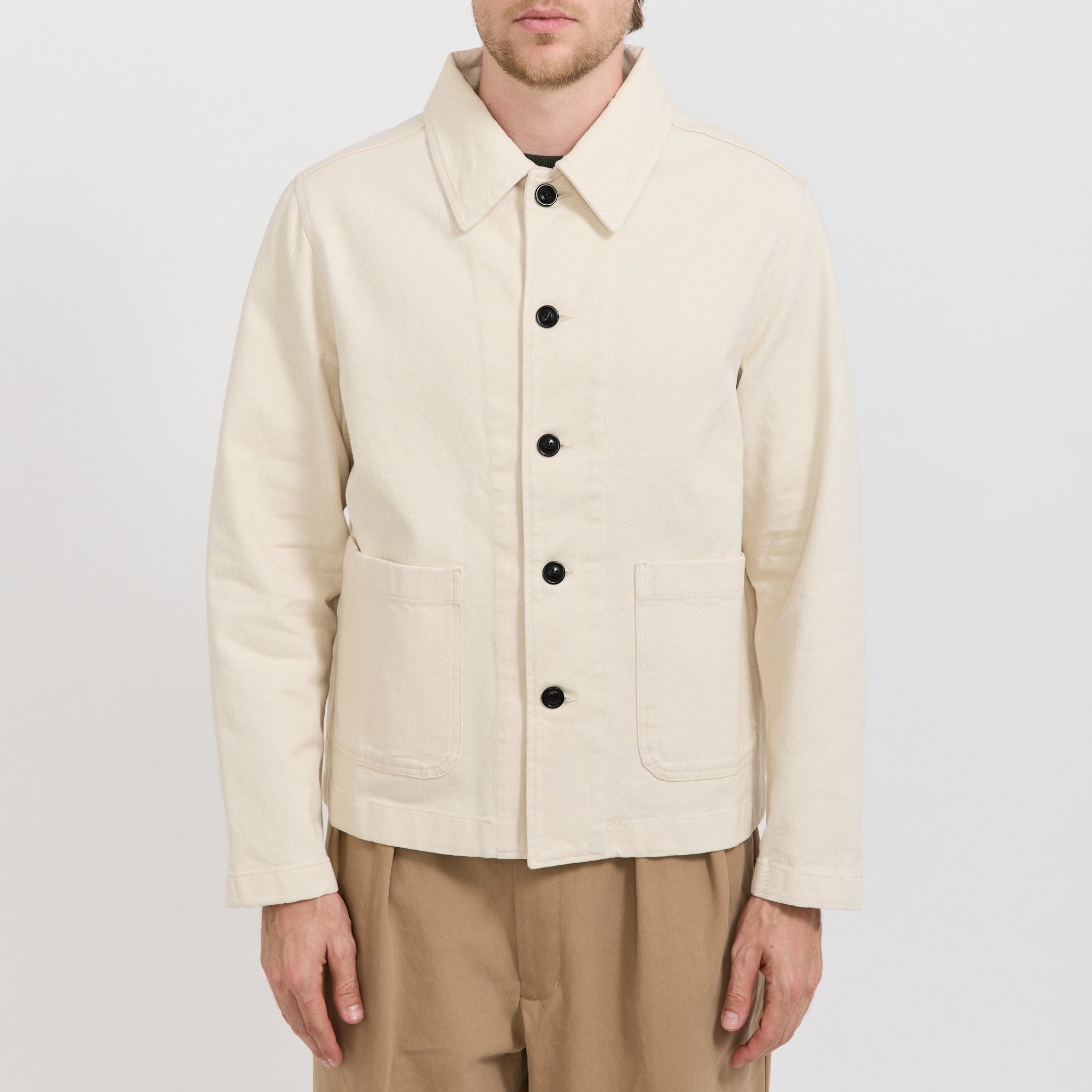 Cropped Worker's Cotton Twill Jacket Nature