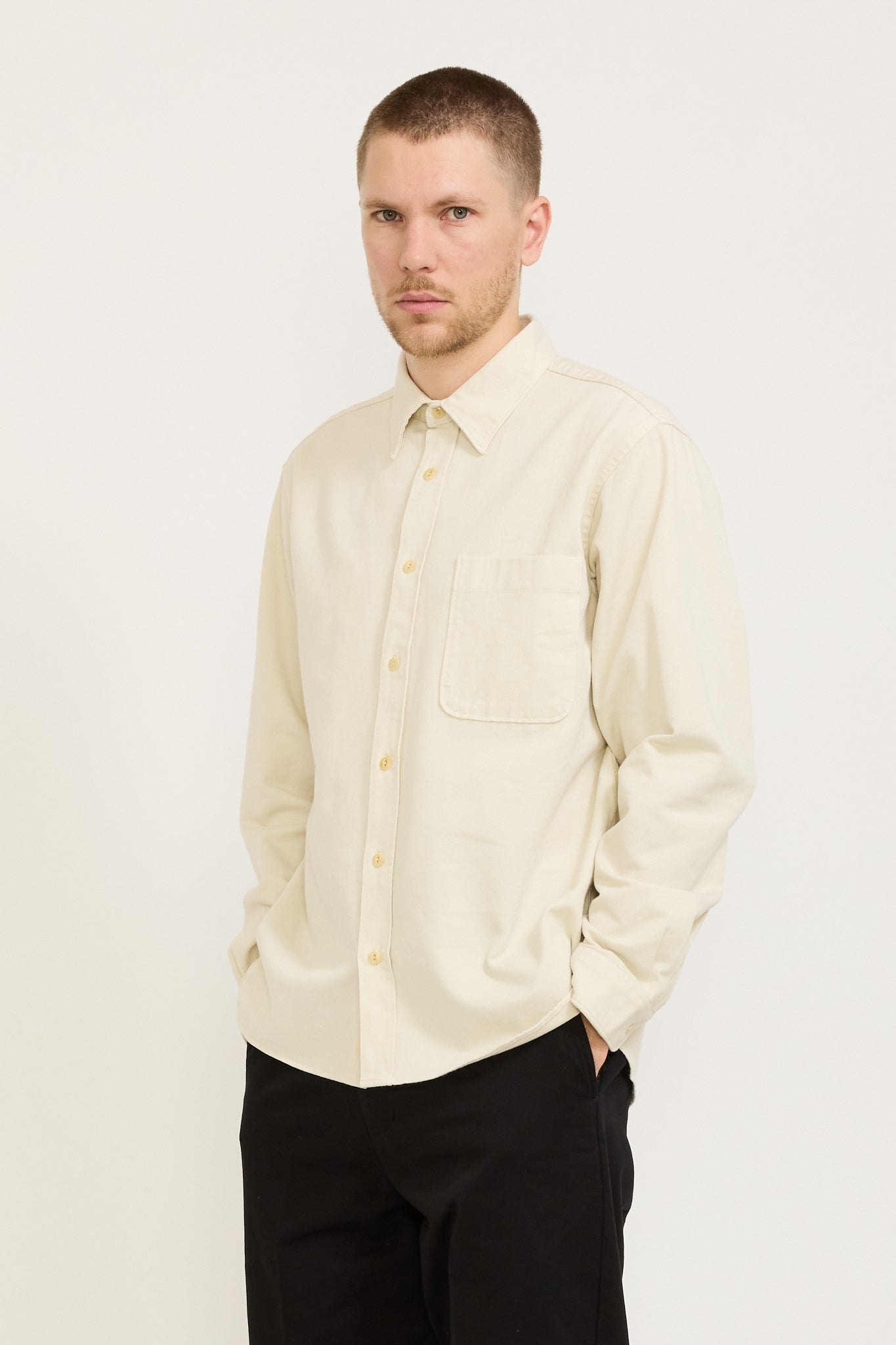 Merz B Schwanen | GOOD BASICS | Organic Cotton Broken Twill Shirt Nature | Maplestore