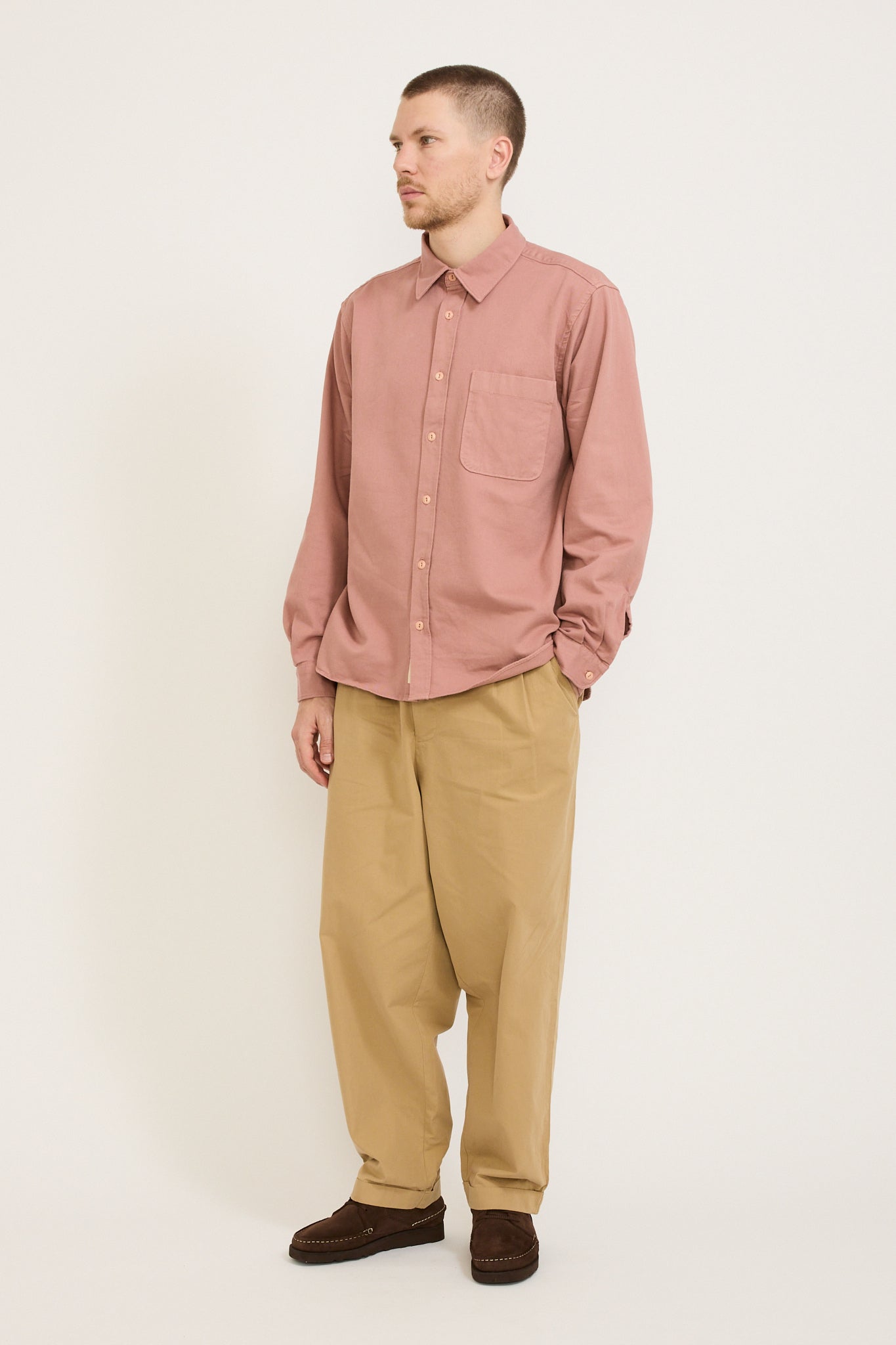 Merz B Schwanen | GOOD BASICS | Organic Cotton Broken Twill Shirt Rosewood | Maplestore