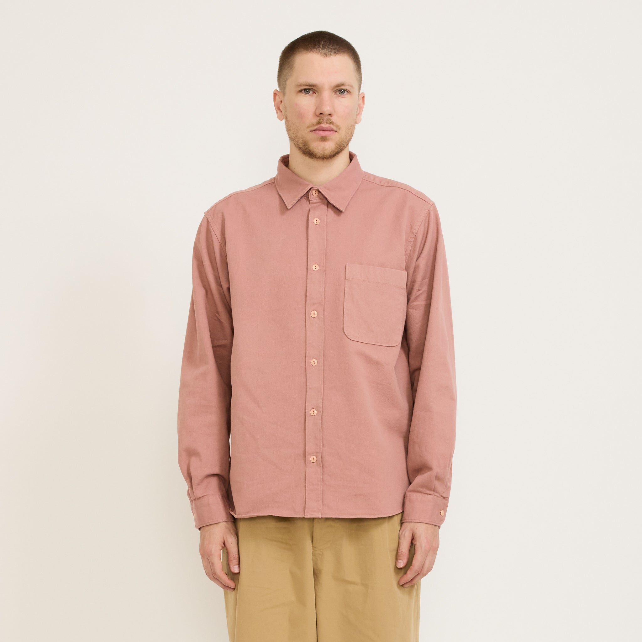 Merz B Schwanen | GOOD BASICS | Organic Cotton Broken Twill Shirt Rosewood | Maplestore