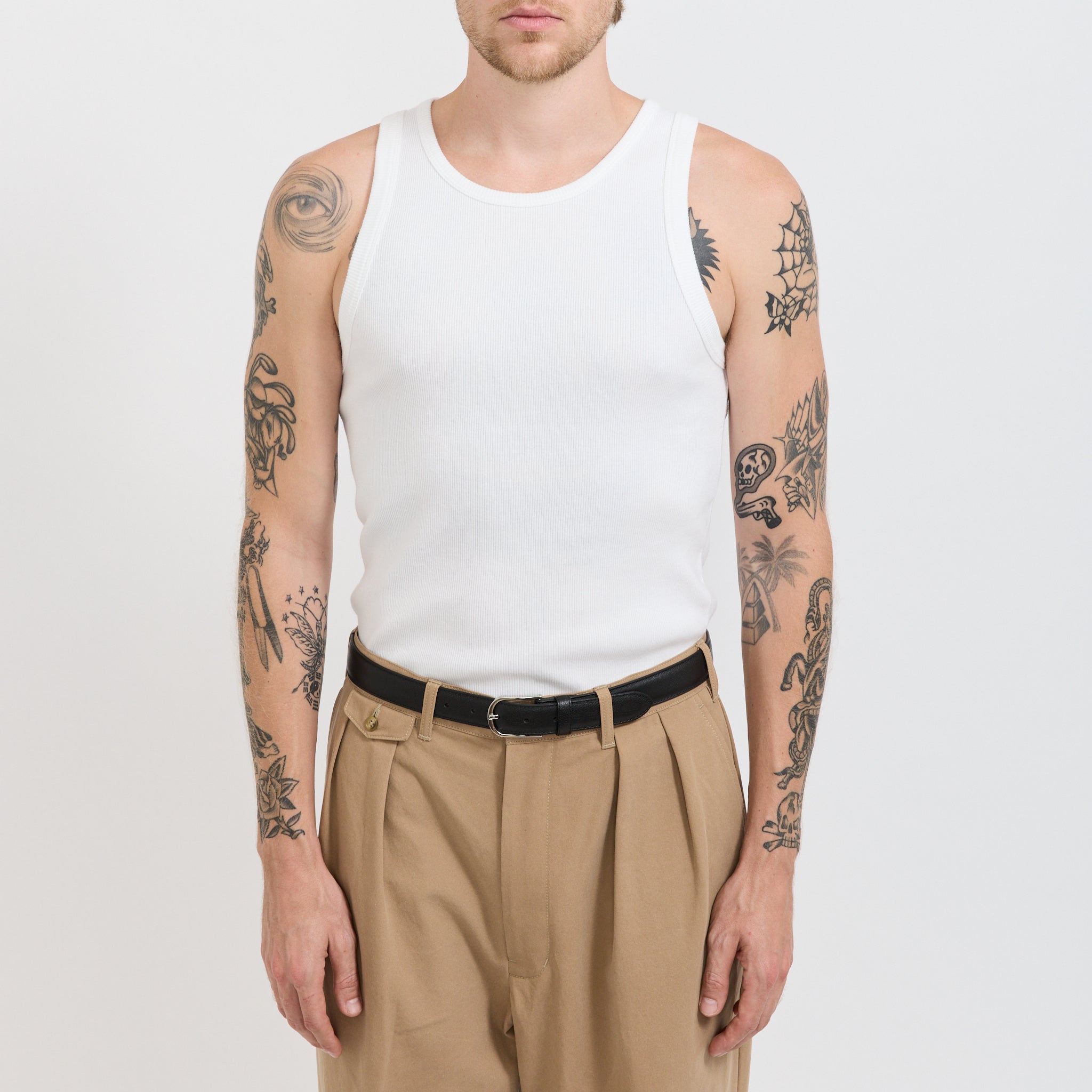 Iconic Ribbed Cotton Tank Top White