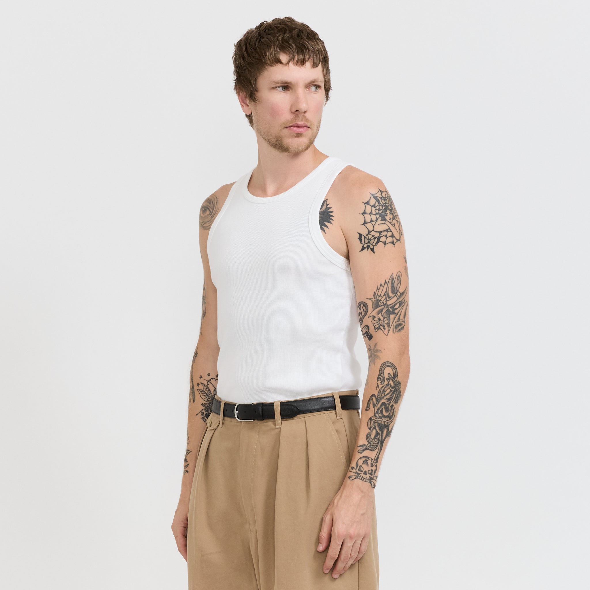 Iconic Ribbed Cotton Tank Top White