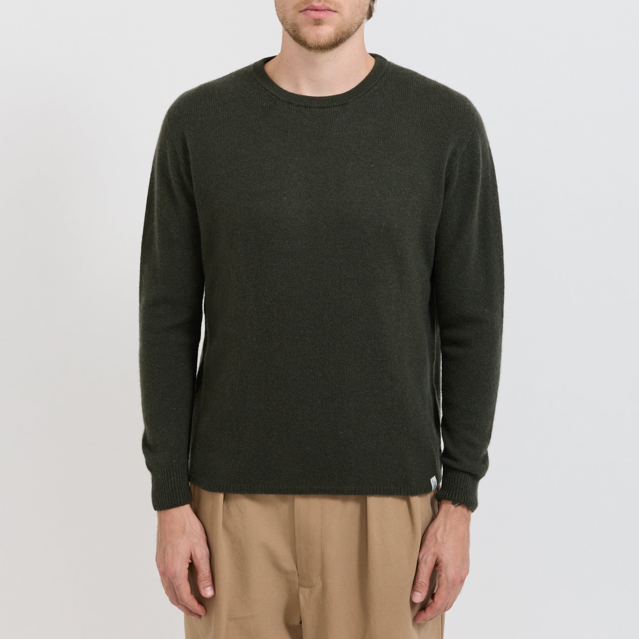 Merz B Schwanen | Lightweight Merino Wool Cashmere Silk Sweater Army | Maplestore