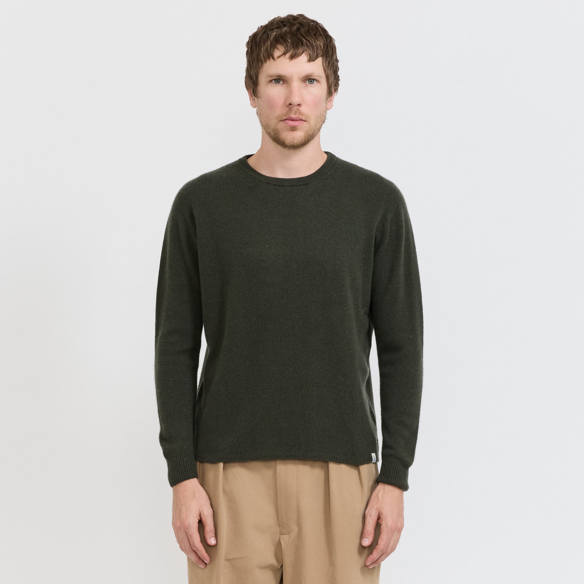 Merz B Schwanen | Lightweight Merino Wool Cashmere Silk Sweater Army | Maplestore