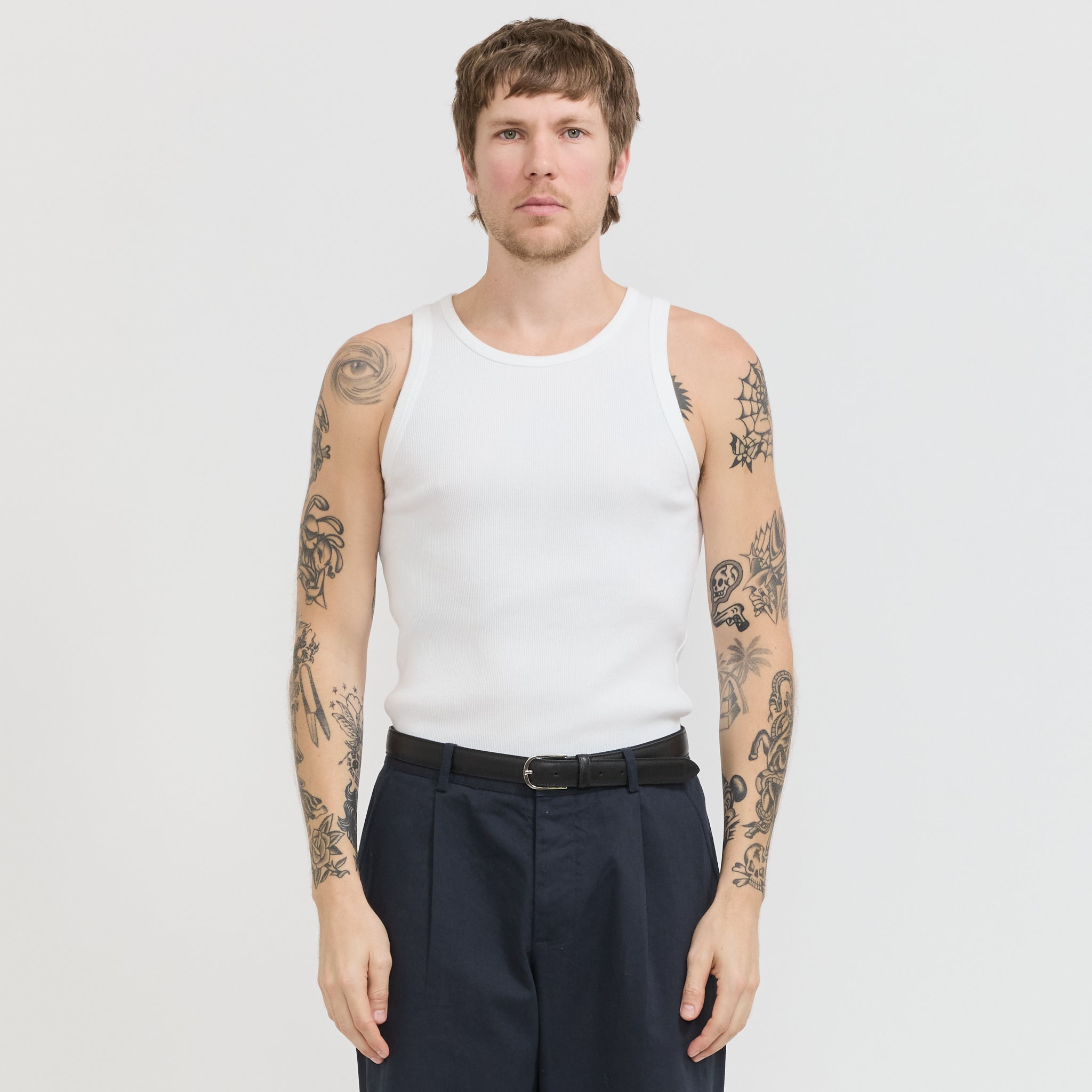 Iconic Ribbed Cotton Tank Top White