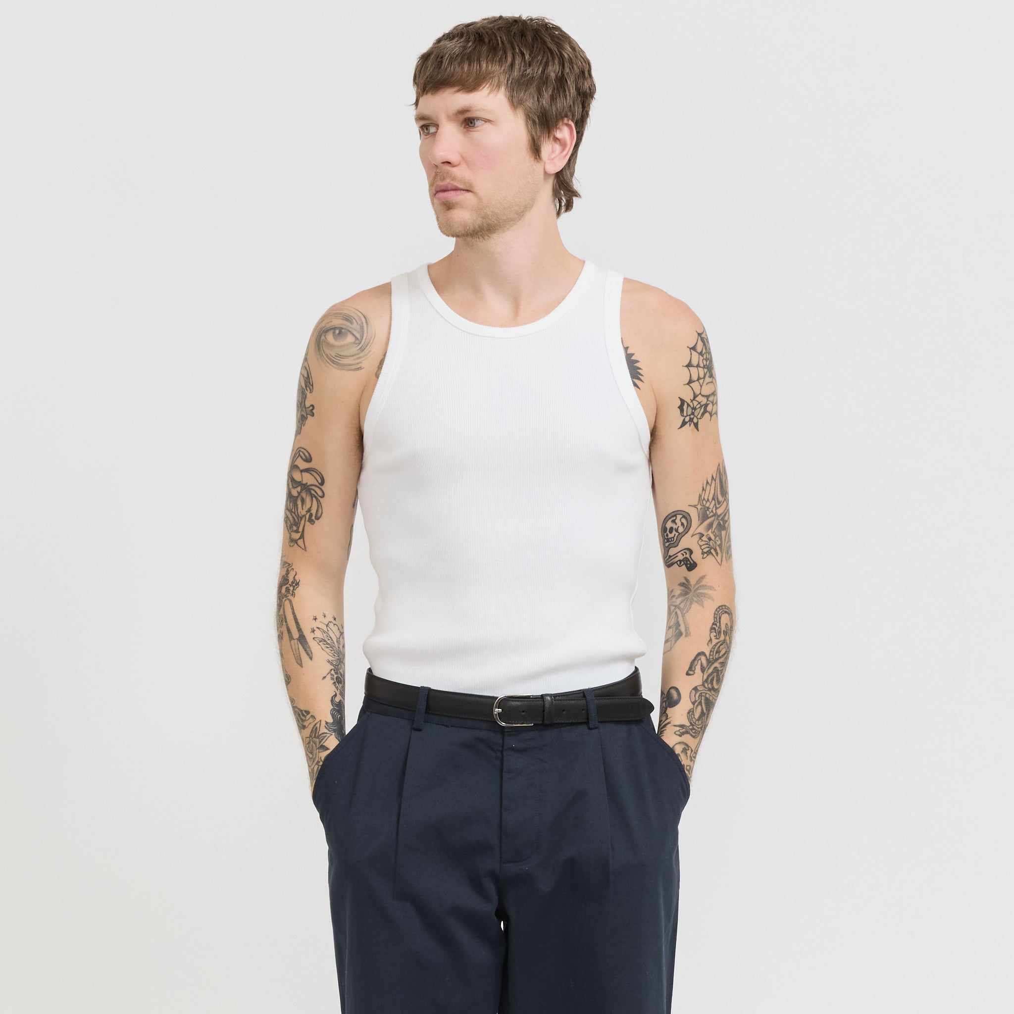 Iconic Ribbed Cotton Tank Top White