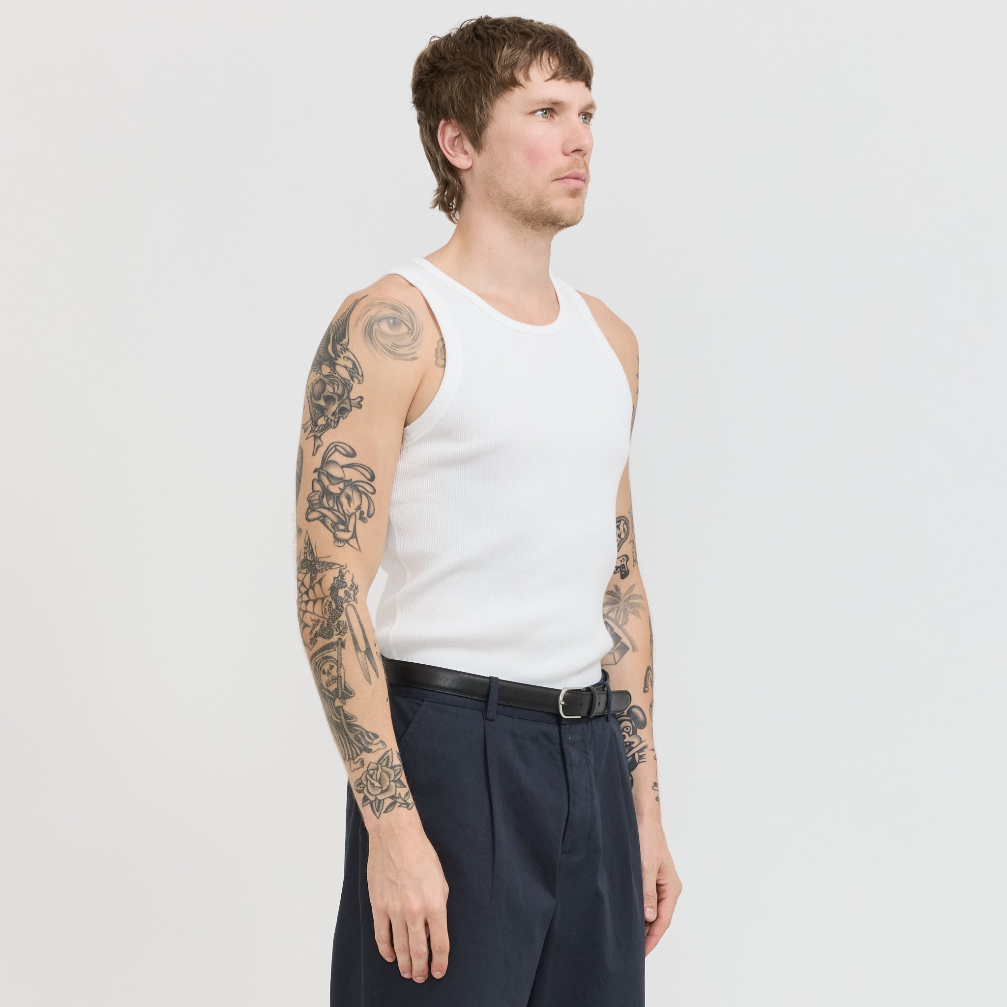 Iconic Ribbed Cotton Tank Top White