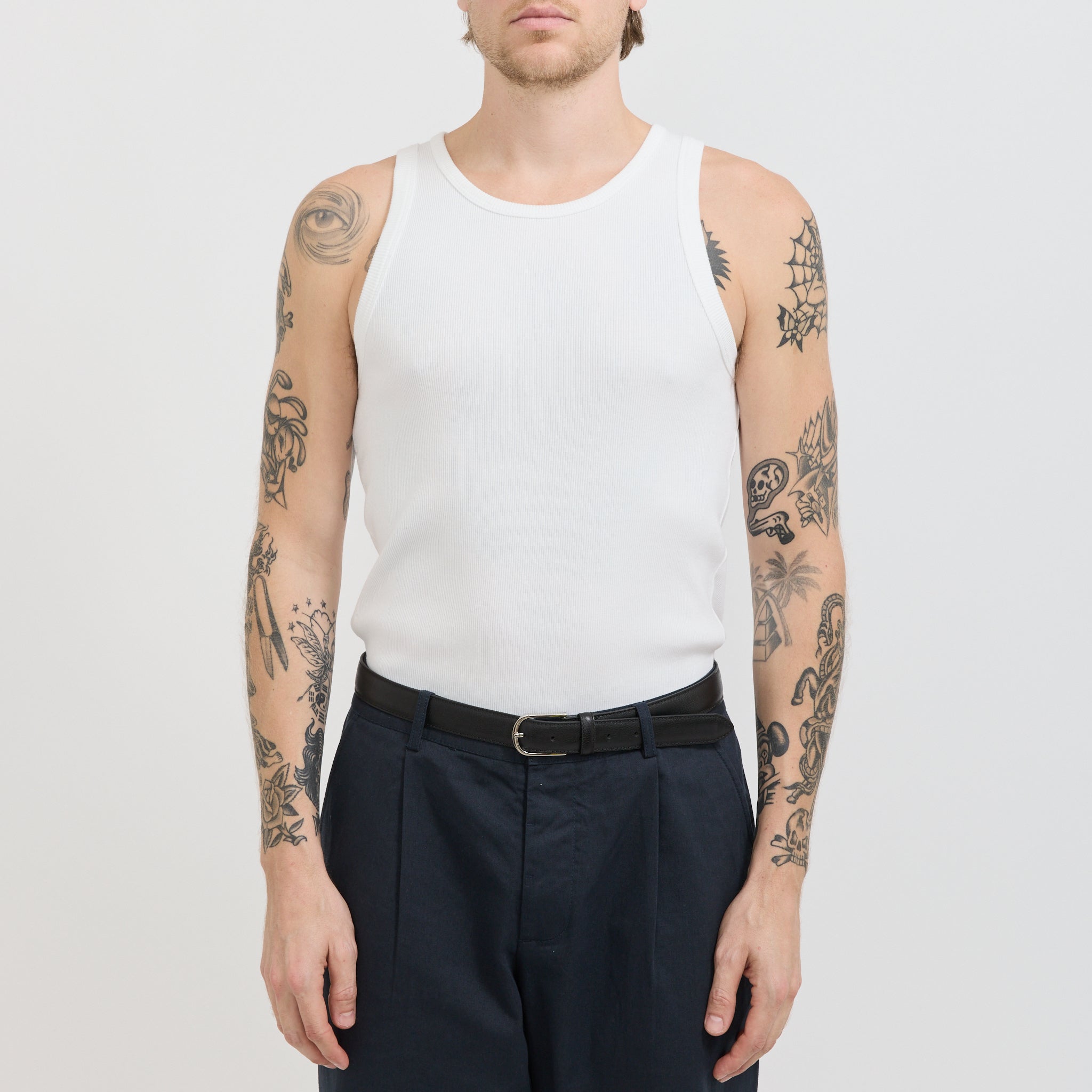 Iconic Ribbed Cotton Tank Top White