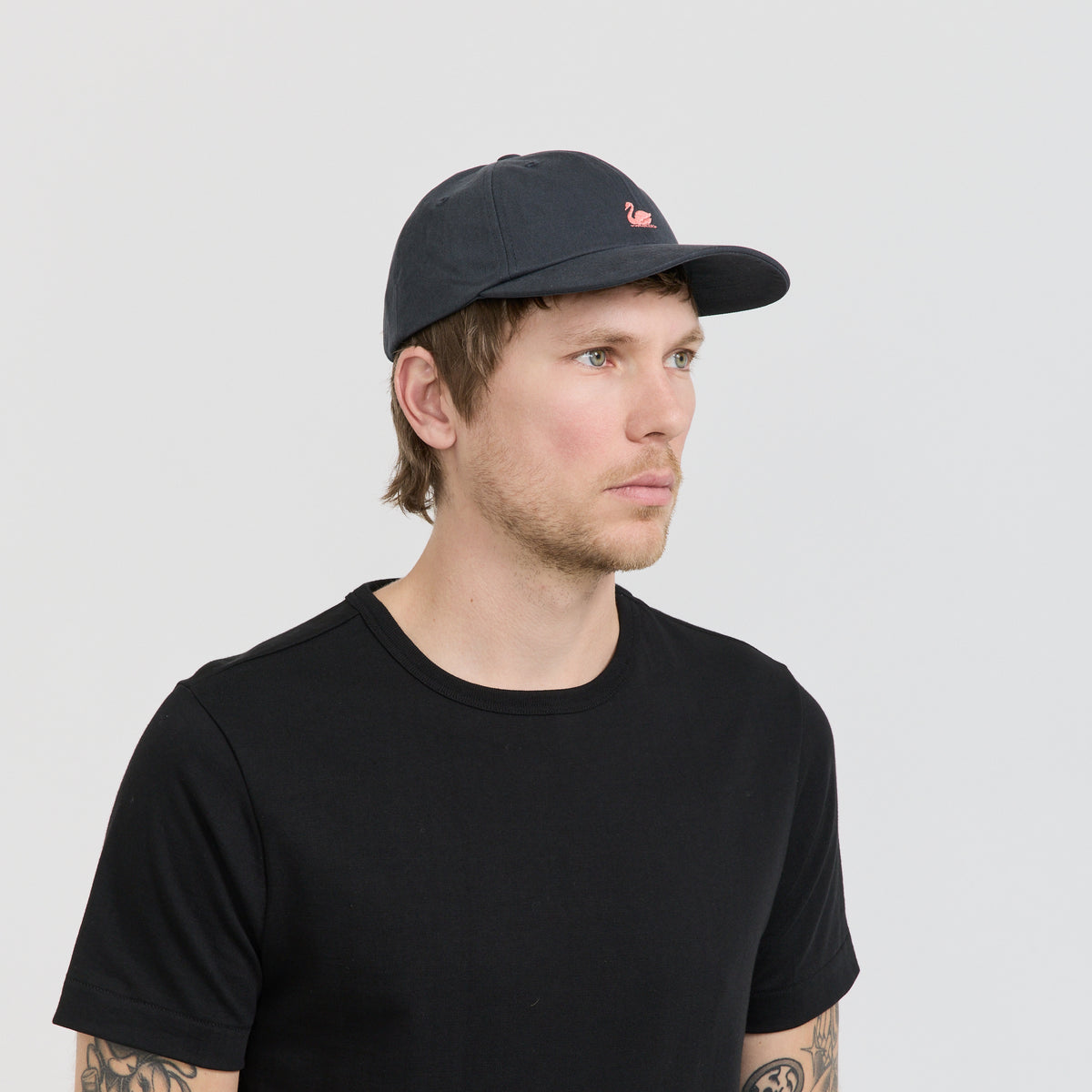 Swan Logo Cotton Twill Cap Charcoal