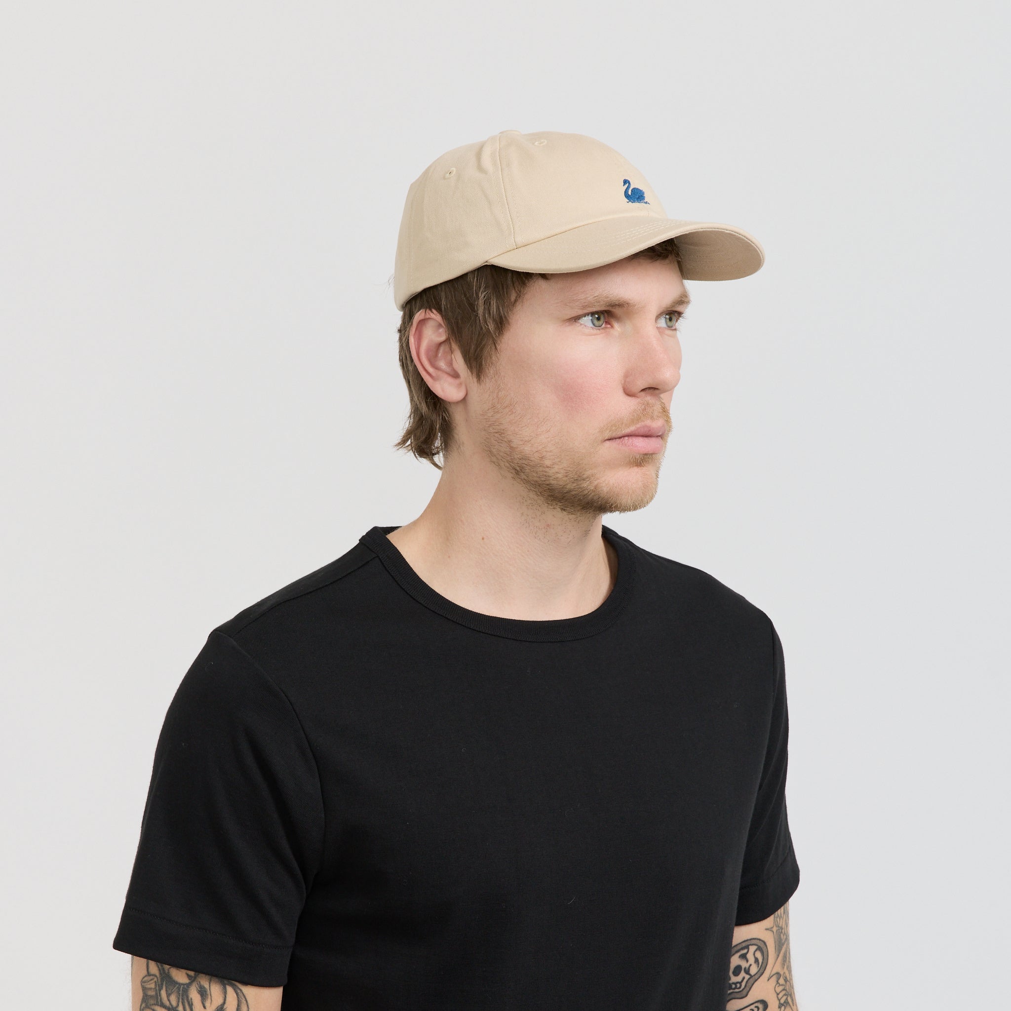 Swan Logo Cotton Twill Cap Light Khaki/Deep Blue