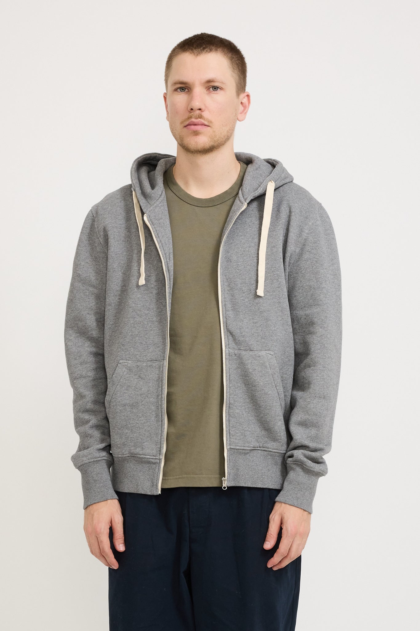 GOOD BASICS | Relaxed Fit Hooded Zip Jacket Grey Melange