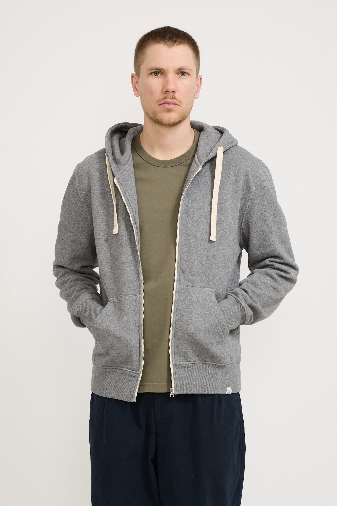 GOOD BASICS | Relaxed Fit Hooded Zip Jacket Grey Melange