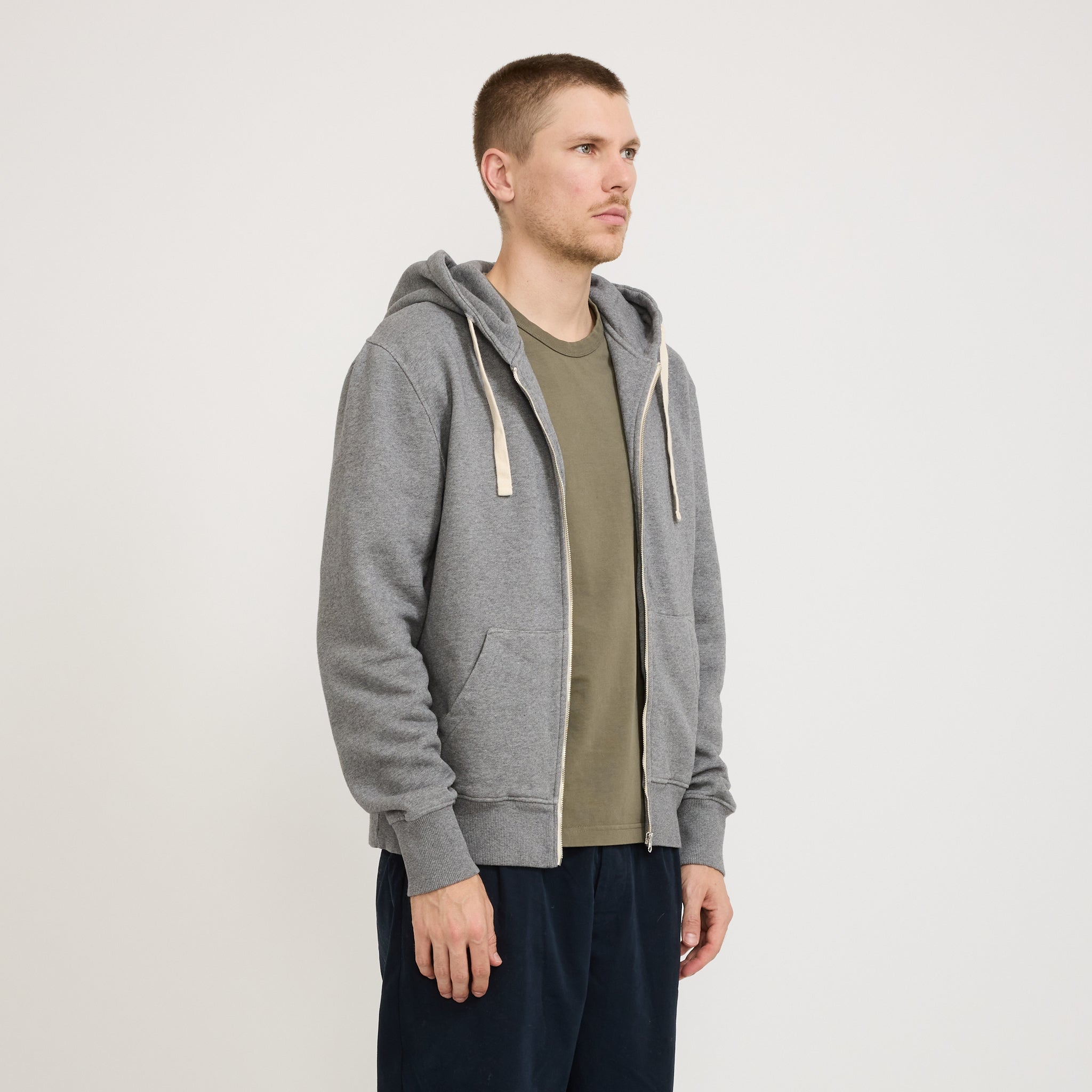 Merz B Schwanen | GOOD BASICS | Relaxed Fit Hooded Zip Jacket Grey Melange | Maplestore