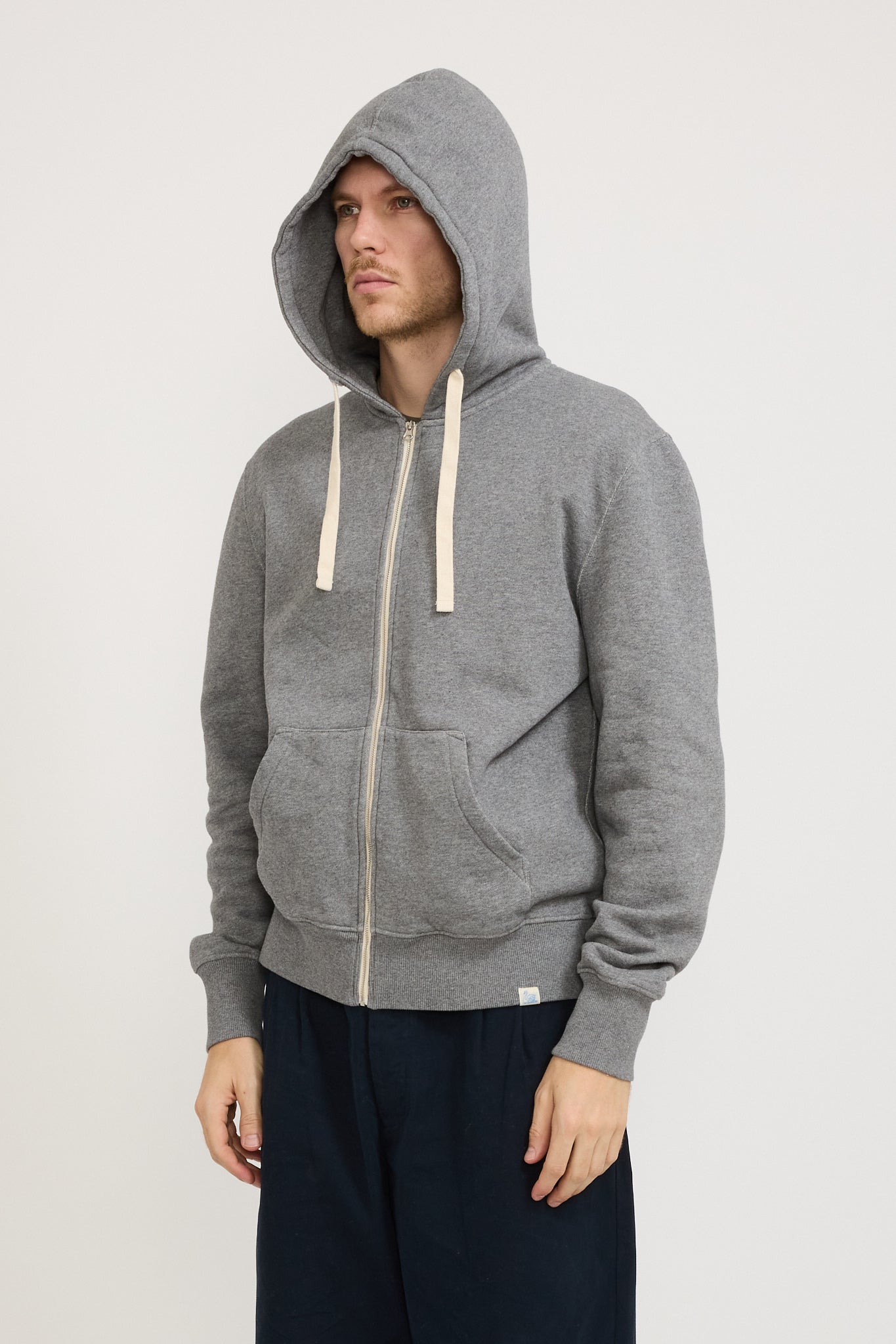 GOOD BASICS | Relaxed Fit Hooded Zip Jacket Grey Melange