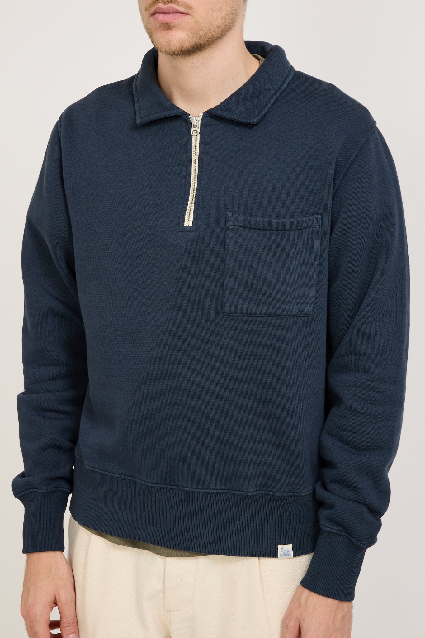 GOOD BASICS | Zip Collar Sweatshirt Denim Blue