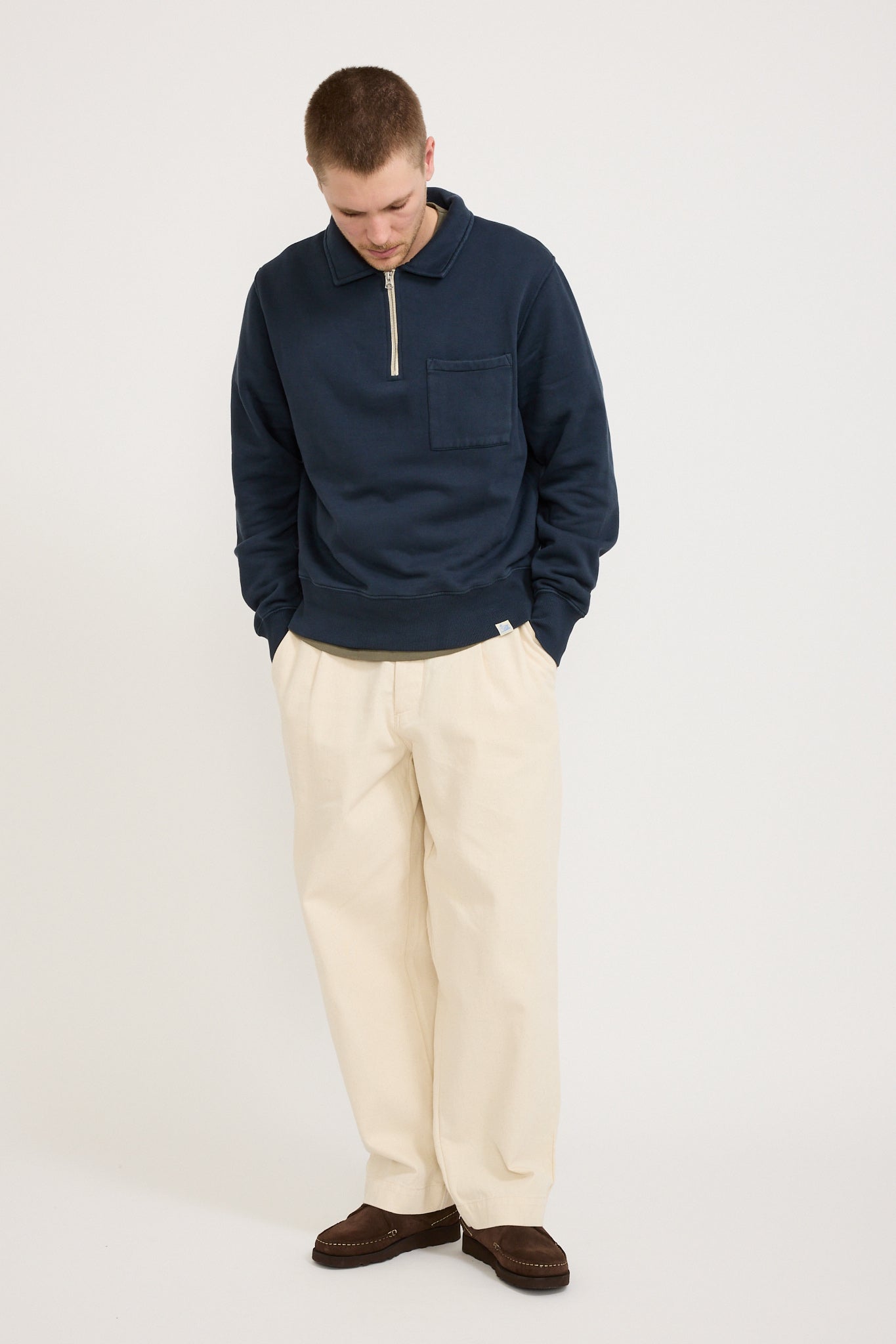 GOOD BASICS | Zip Collar Sweatshirt Denim Blue