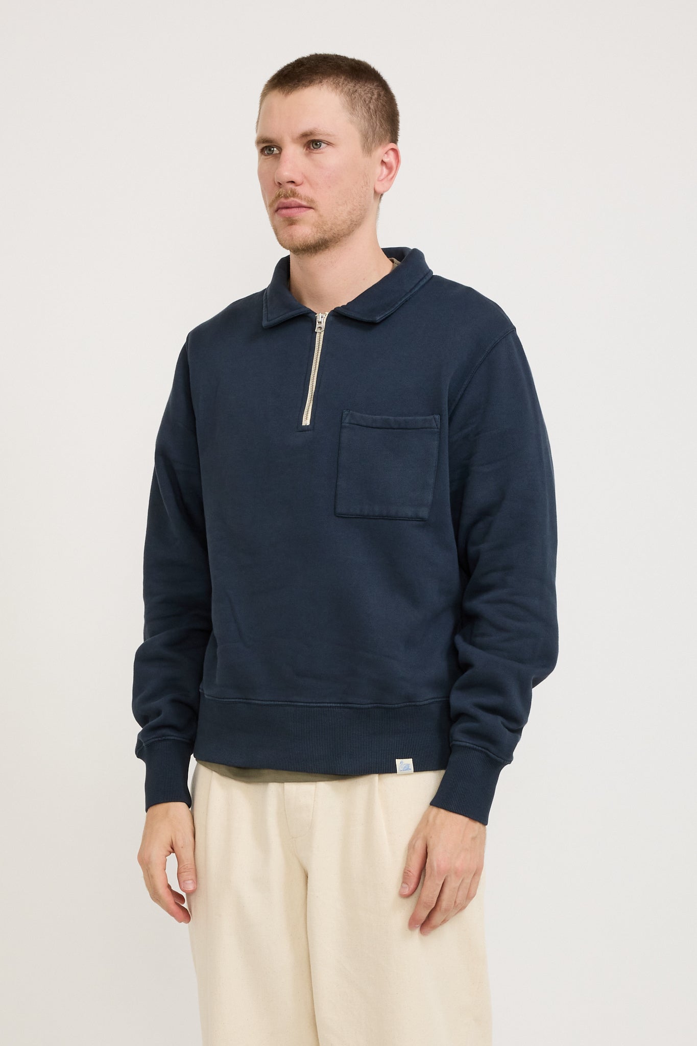 GOOD BASICS | Zip Collar Sweatshirt Denim Blue