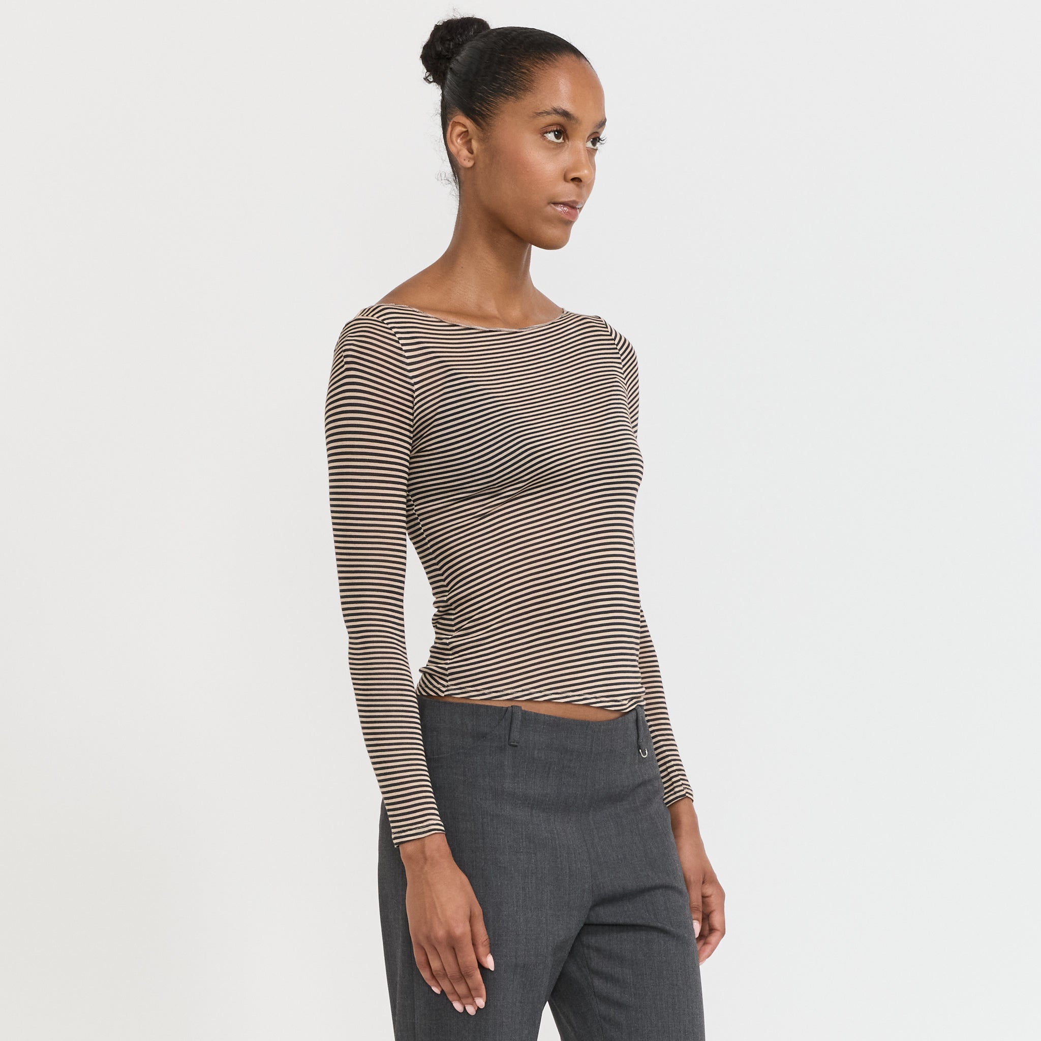 Miaou | Amelia Top Nude/Black Stripe | Maplestore