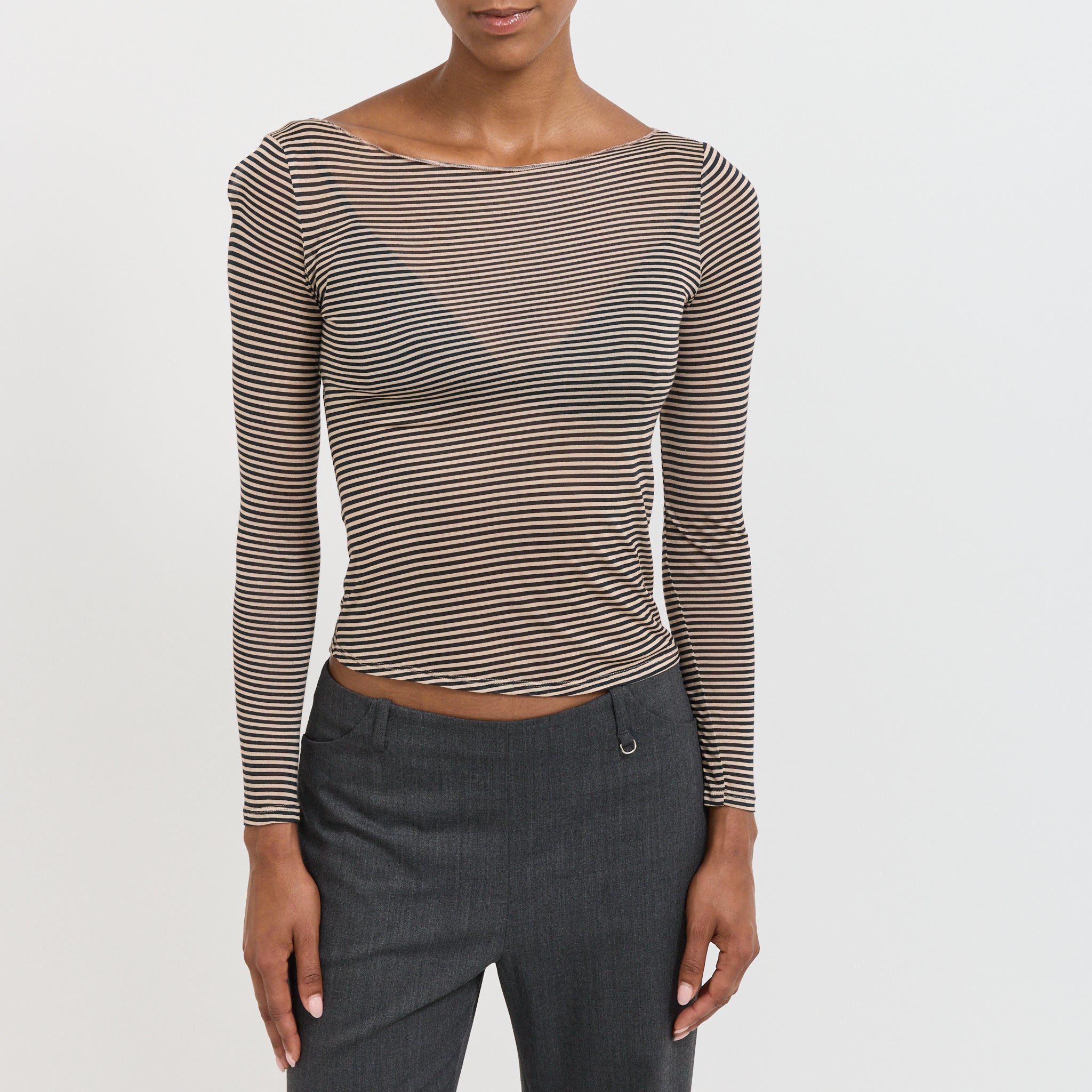 Miaou | Amelia Top Nude/Black Stripe | Maplestore