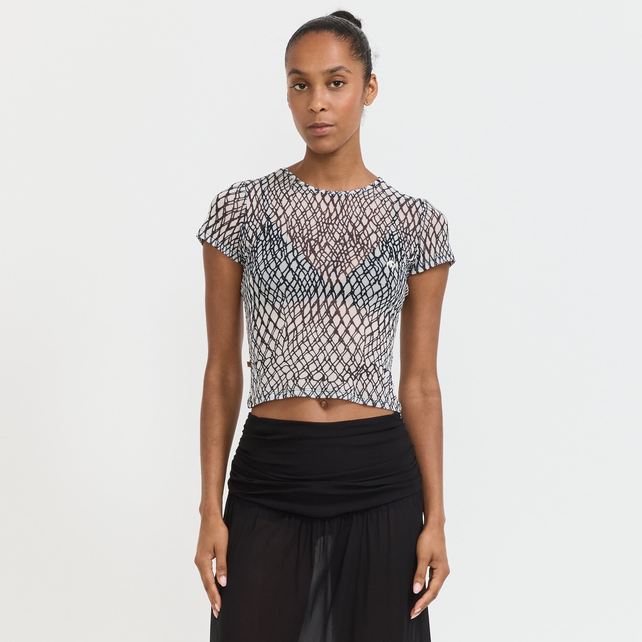 Miaou | Mini Tee Black Lattice | Maplestore