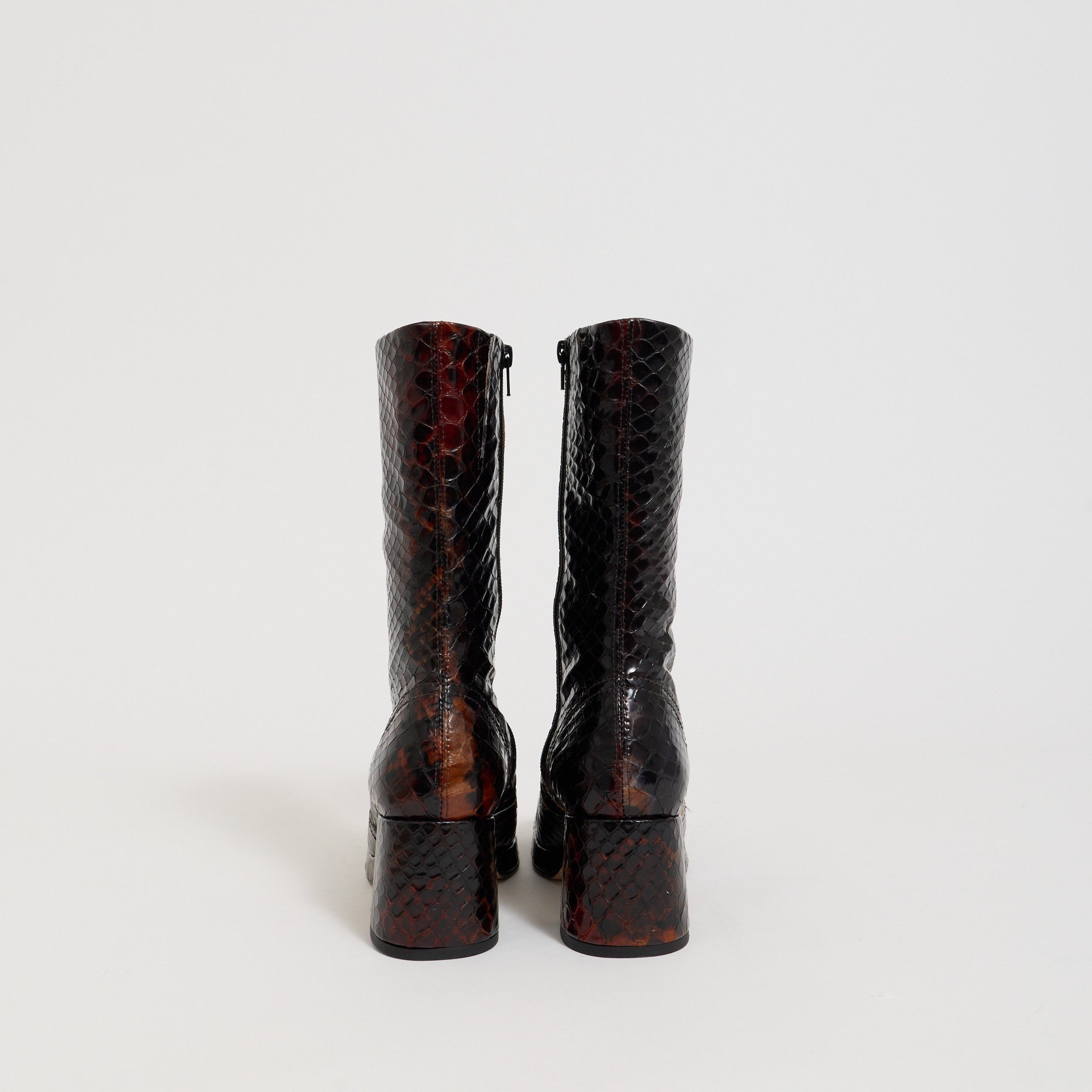 Cass Tan Snake Embossed Boots