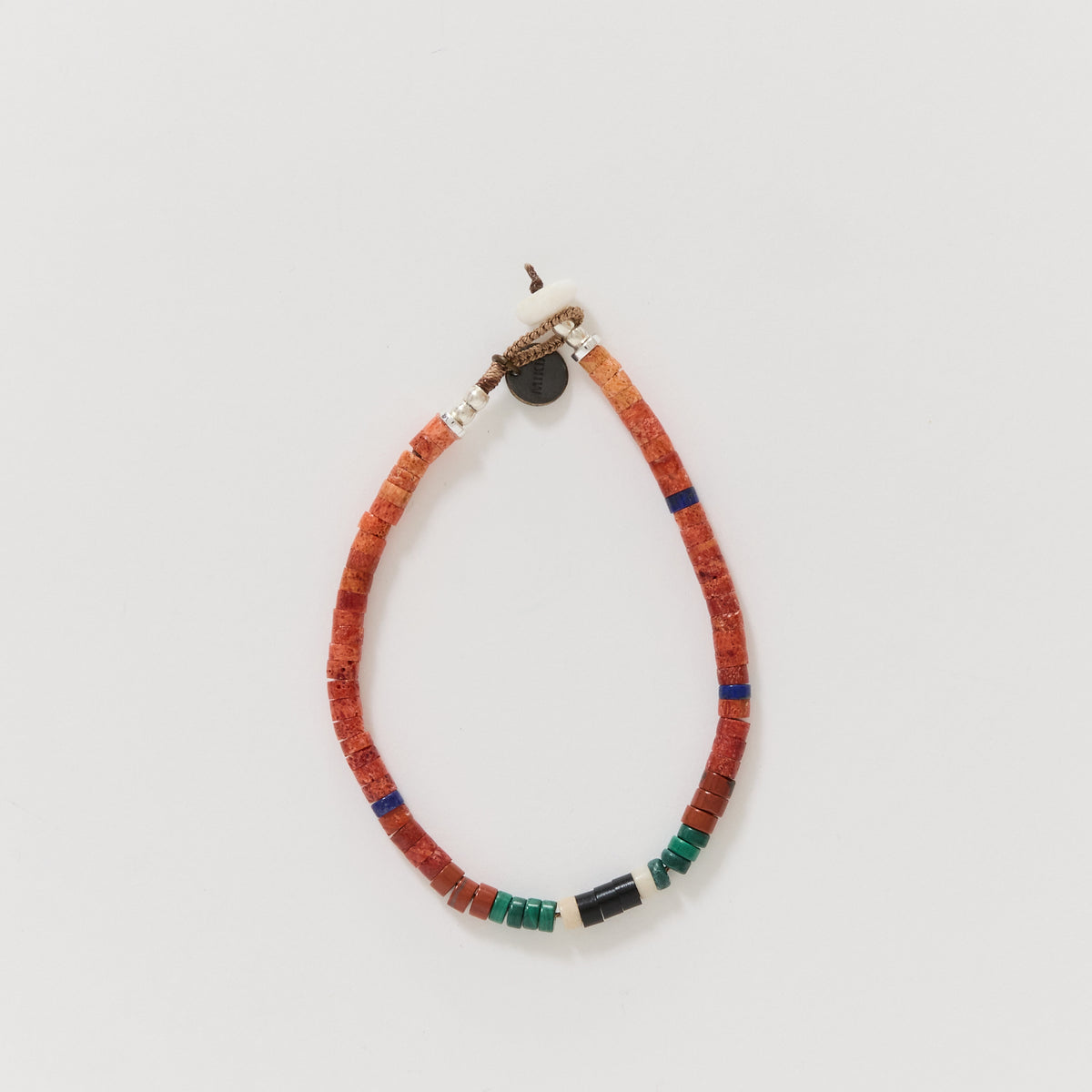 Heishi Beads Bracelet Coral/Malachite