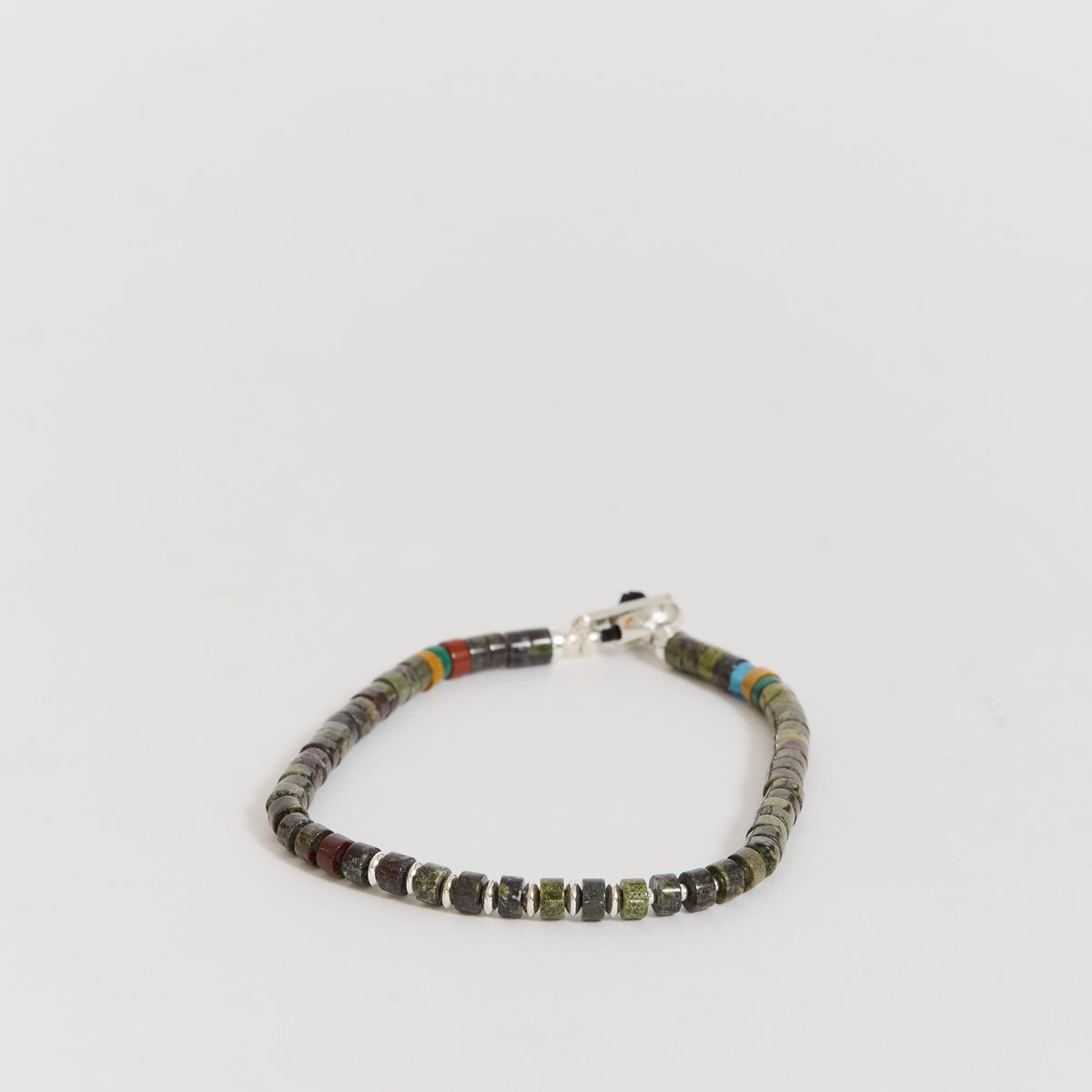 Silver Heishi Bracelet Dragon Blood Jasper