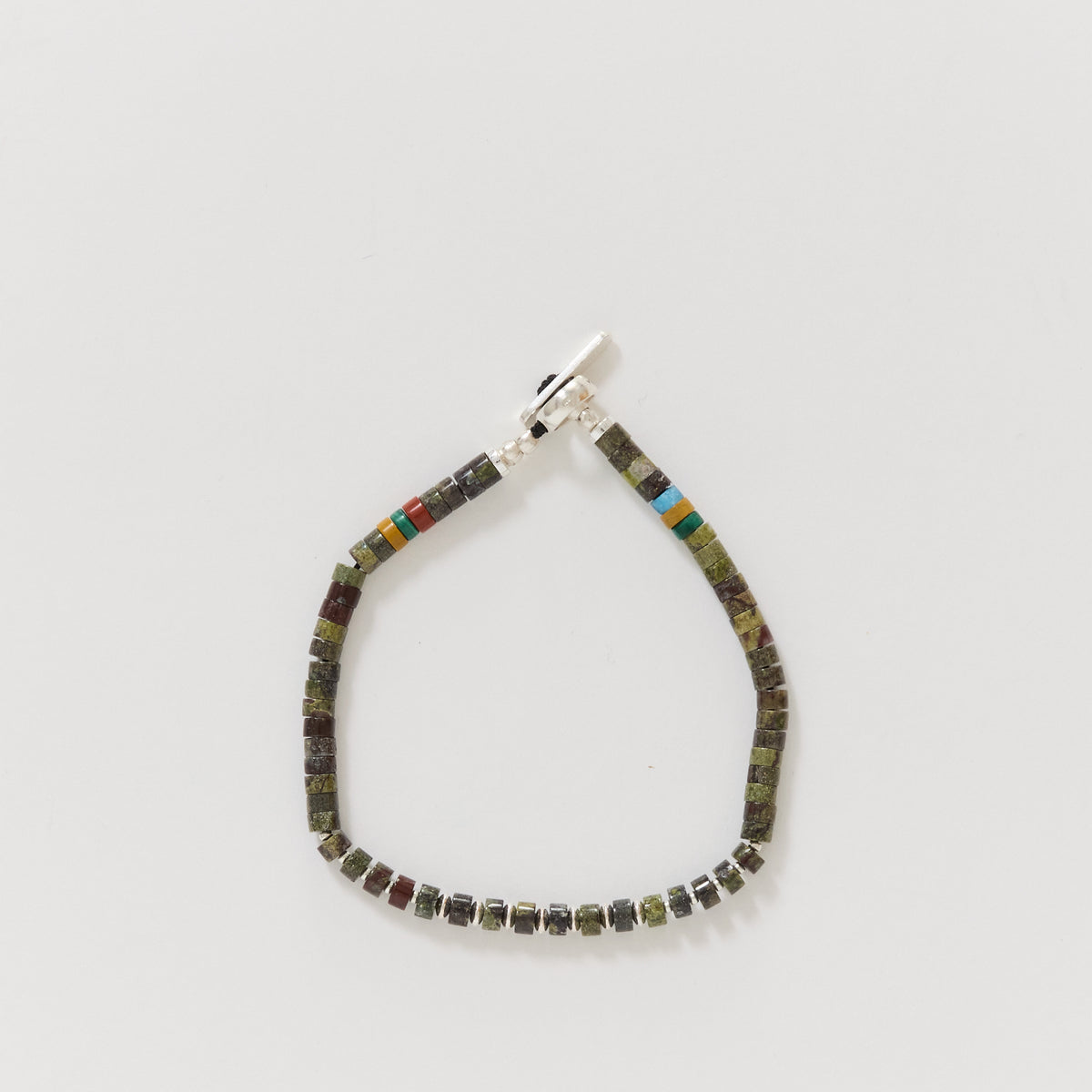 Silver Heishi Bracelet Dragon Blood Jasper