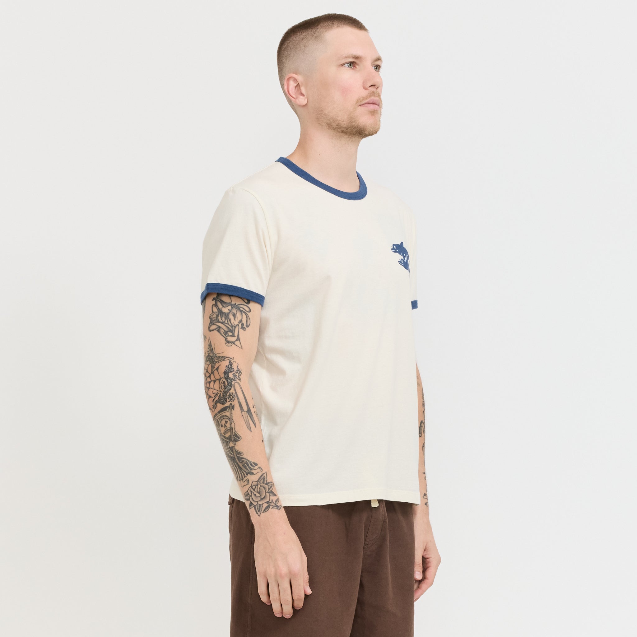 Dolphins Ringer Tee Natural/Navy