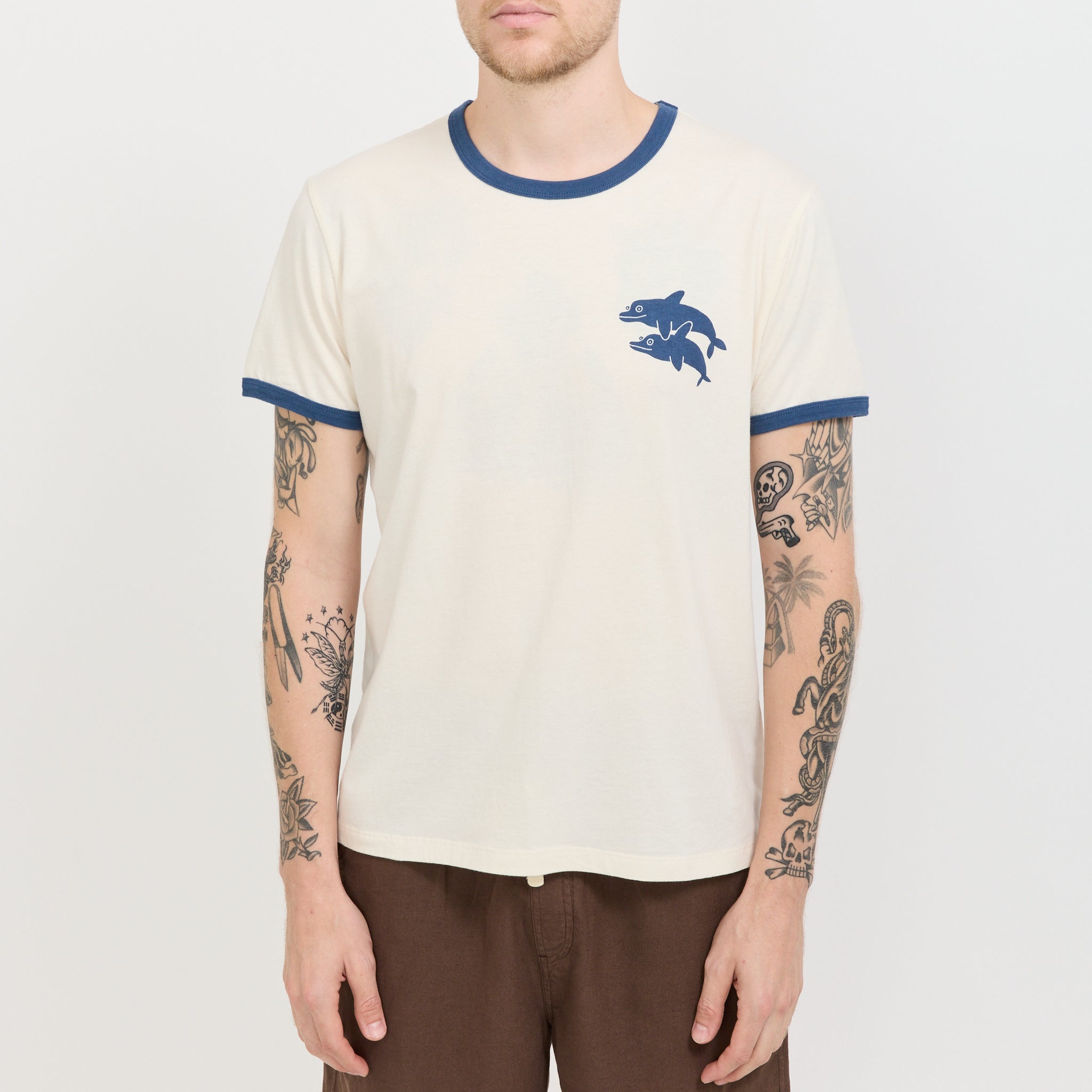 Dolphins Ringer Tee Natural/Navy