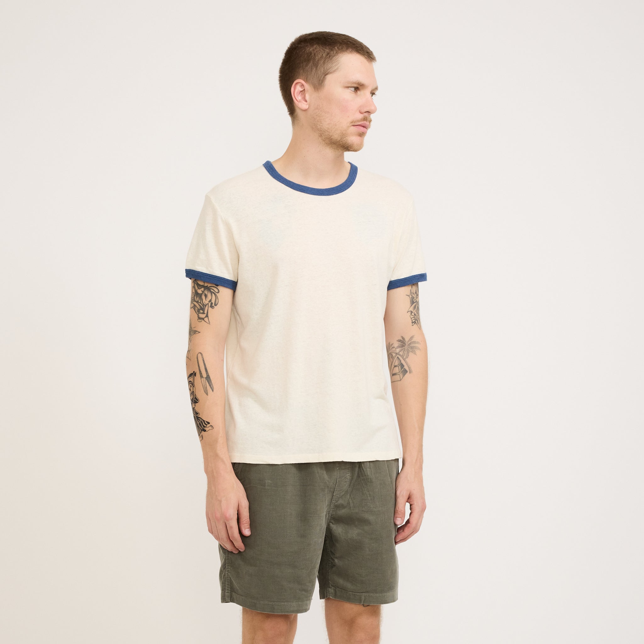 Hemp Ringer Tee Natural/Navy